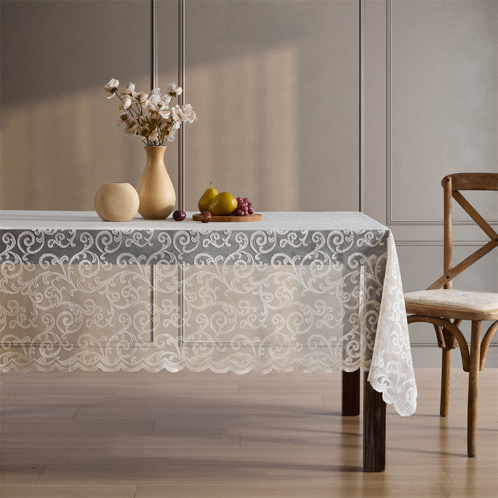 Scroll Lace Fabric Rectangle Tablecloth