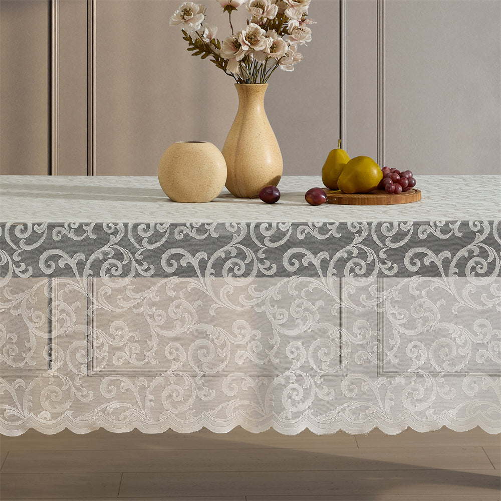 Scroll Lace Round Fabric Tablecloth