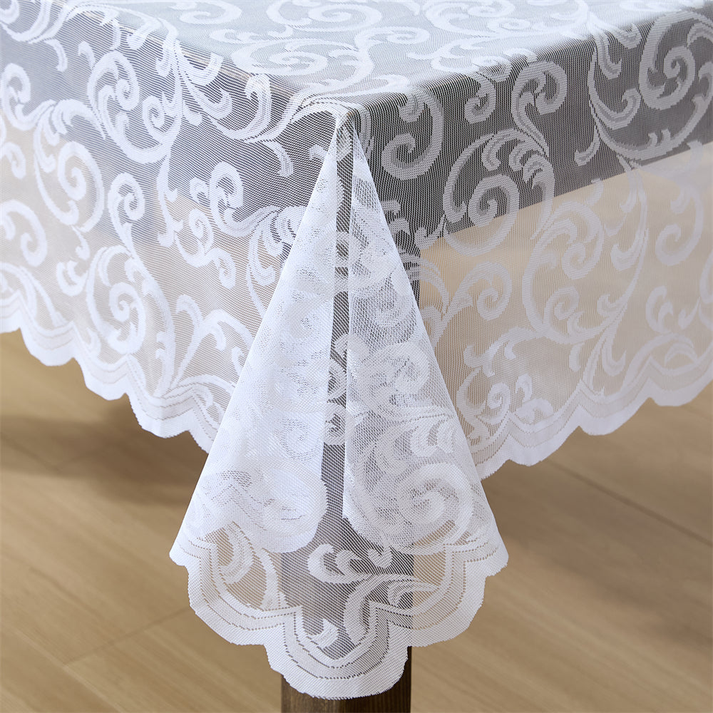 Scroll Lace Round Fabric Tablecloth