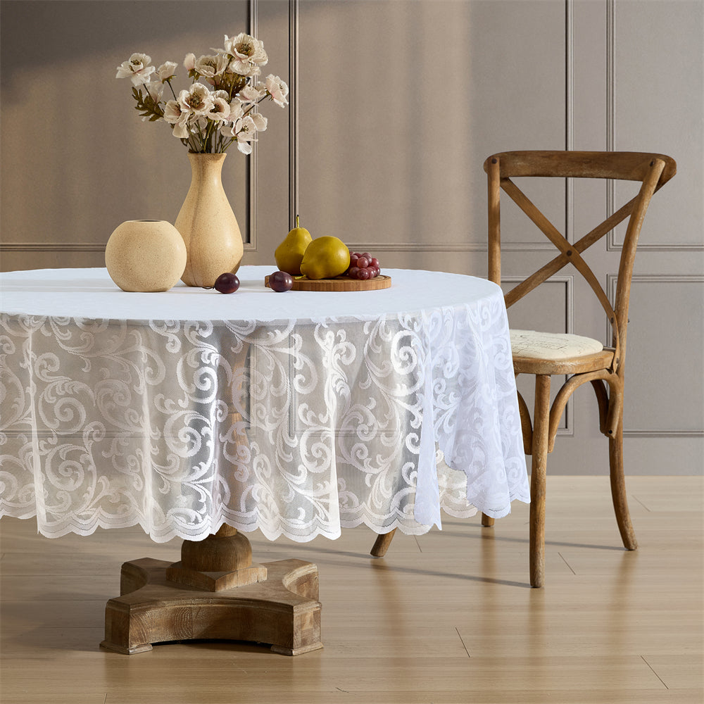 Scroll Lace Round Fabric Tablecloth