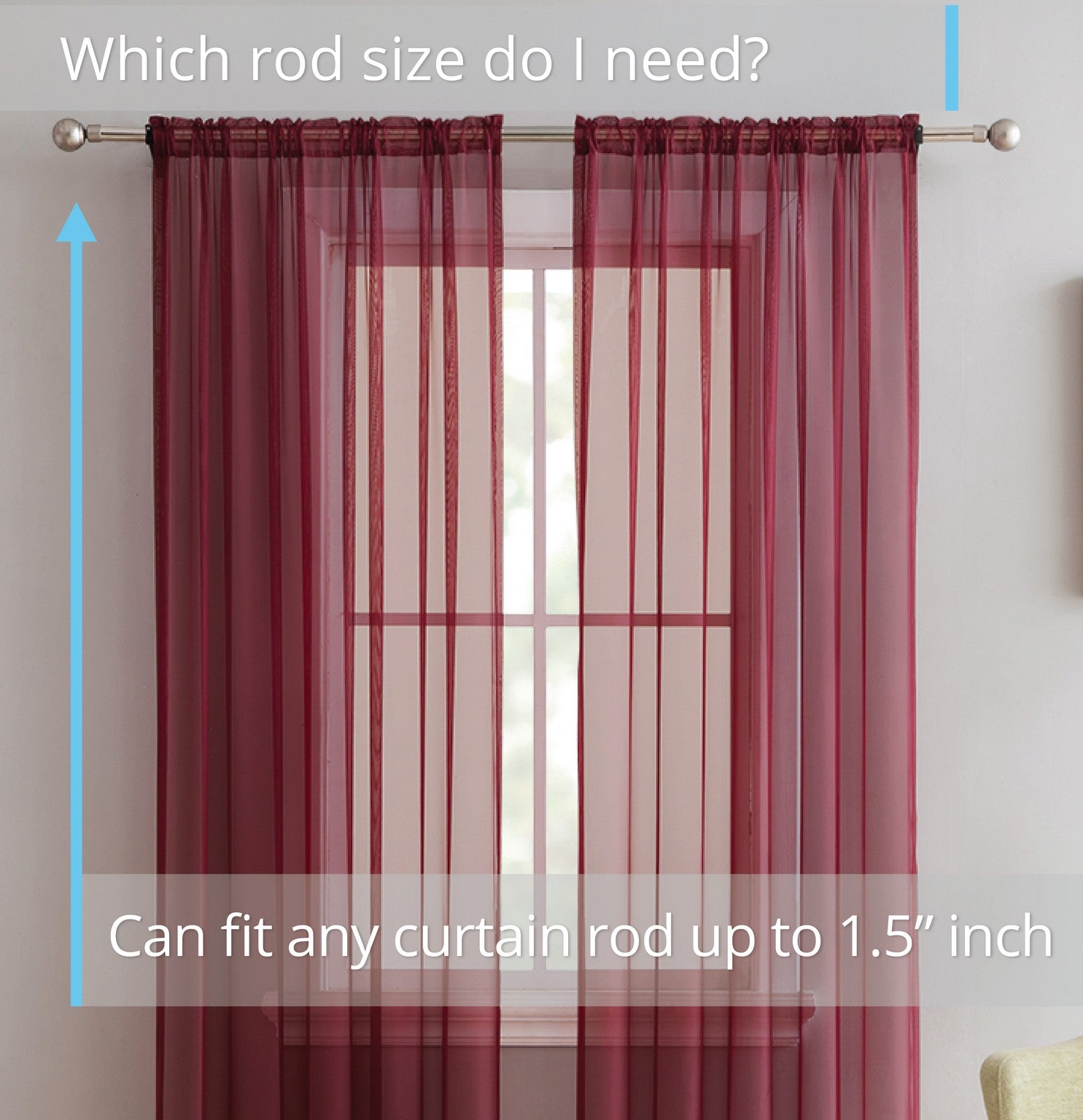 Lucento Sheer Voile Rod Pocket Curtain Panels - Set of 4