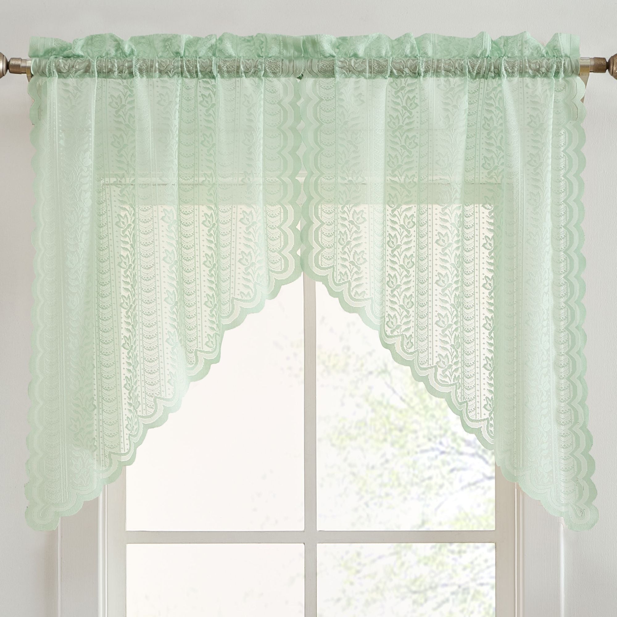 Sophia Floral Rod Pocket Lace Swags