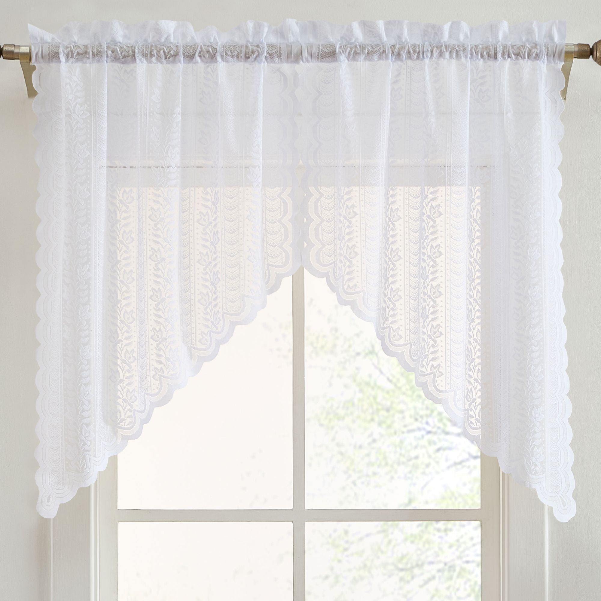 Sophia Floral Rod Pocket Lace Swags