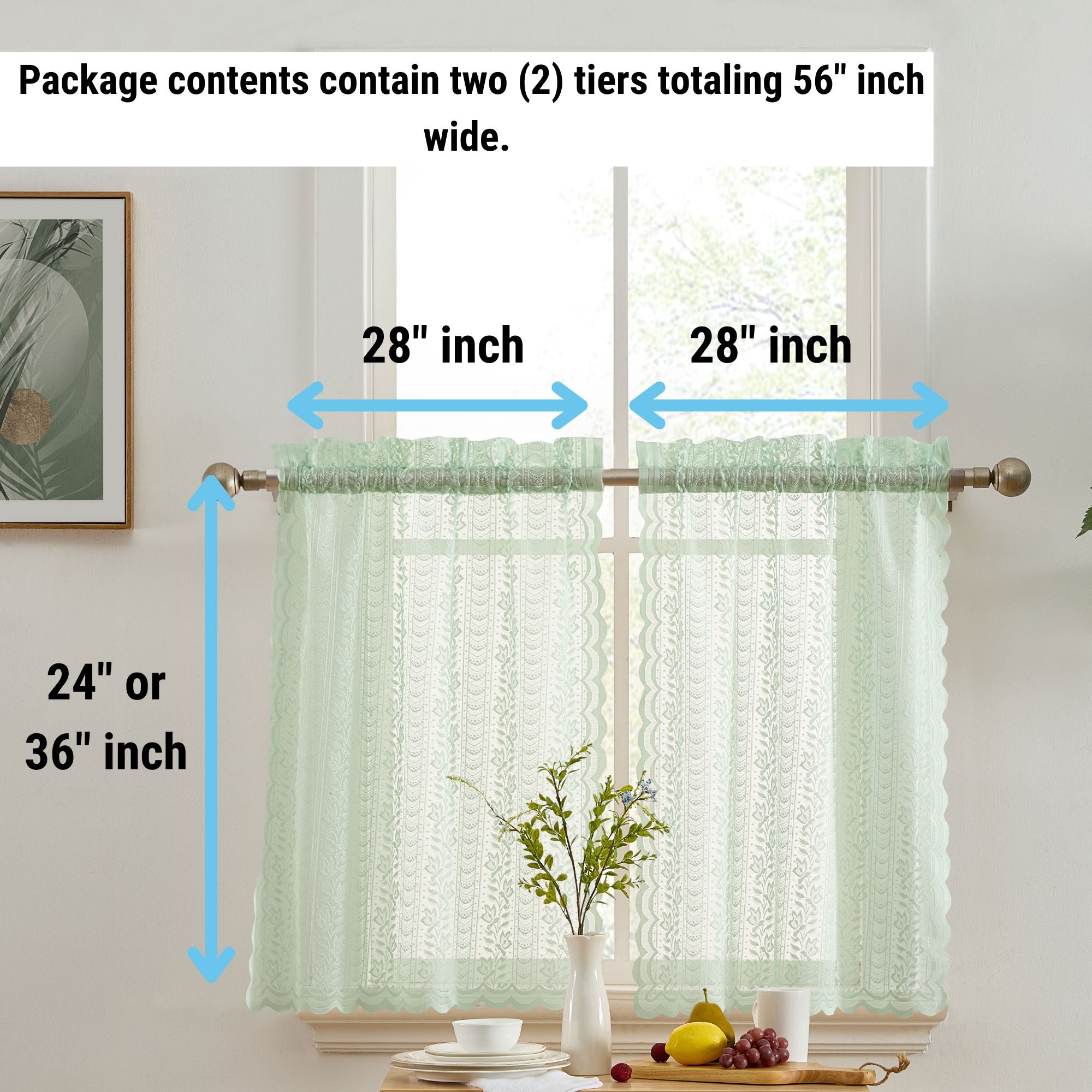 Sophia Floral Rod Pocket Lace Tiers