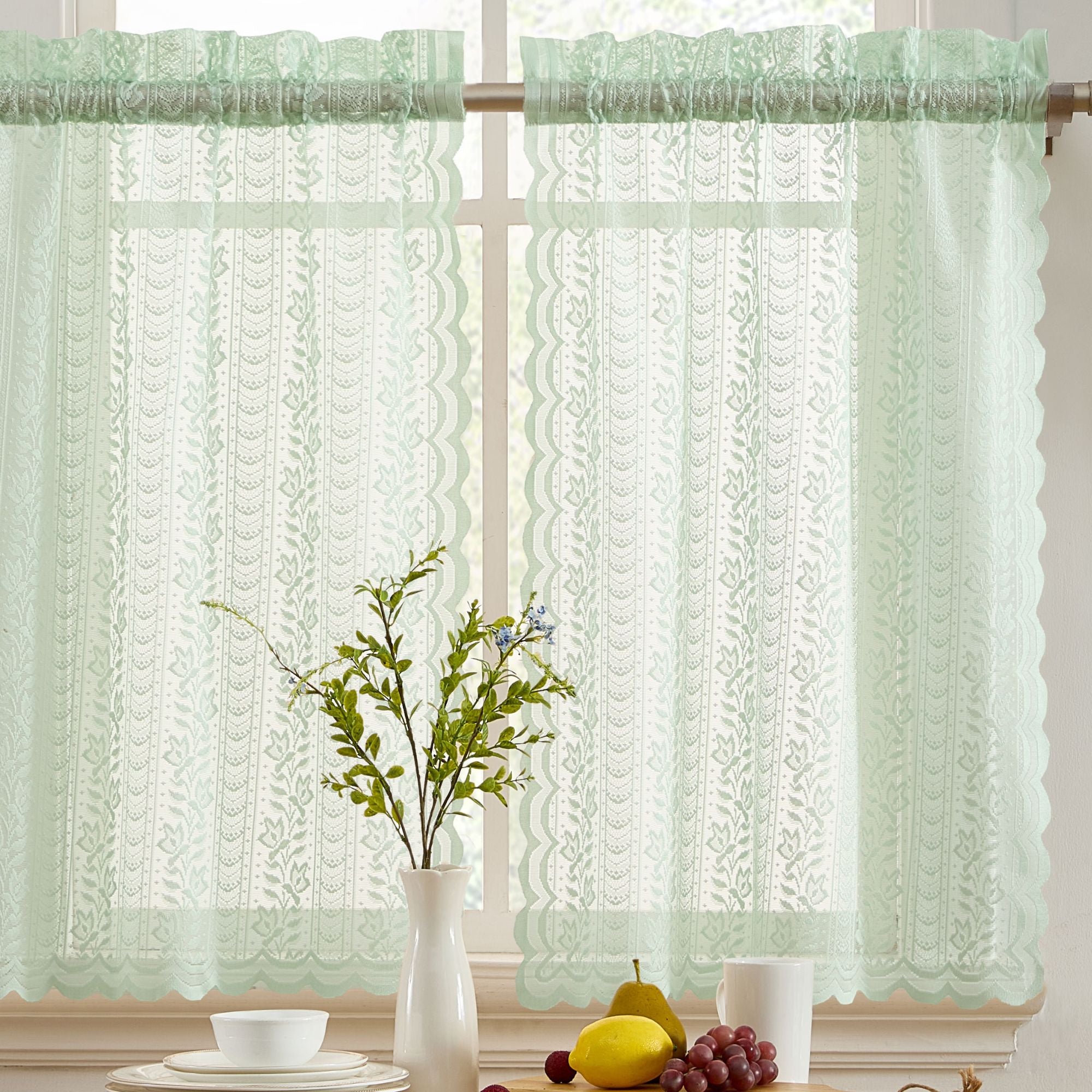 Sophia Floral Rod Pocket Lace Tiers