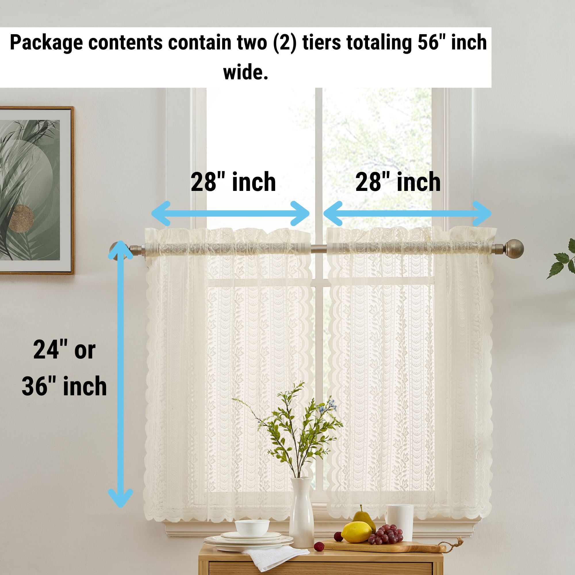 Sophia Floral Rod Pocket Lace Tiers