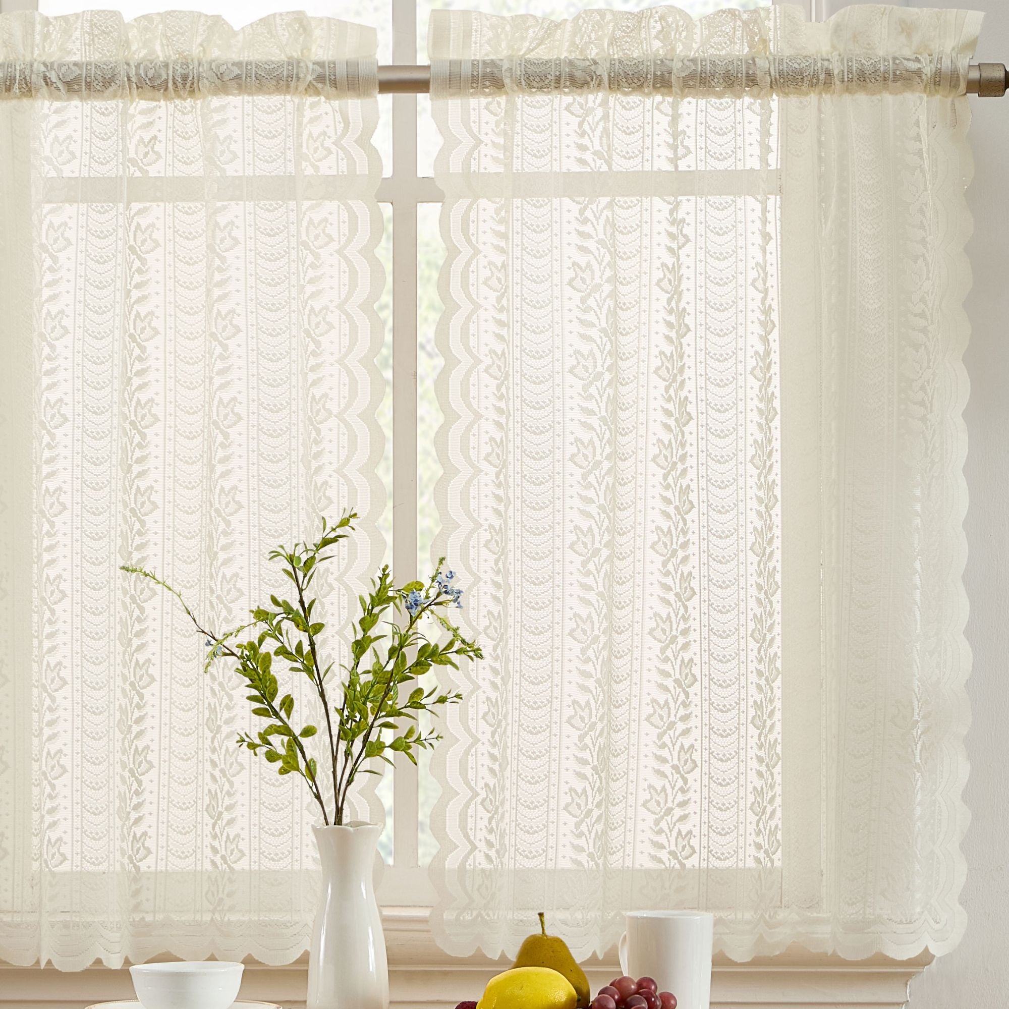 Sophia Floral Rod Pocket Lace Tiers