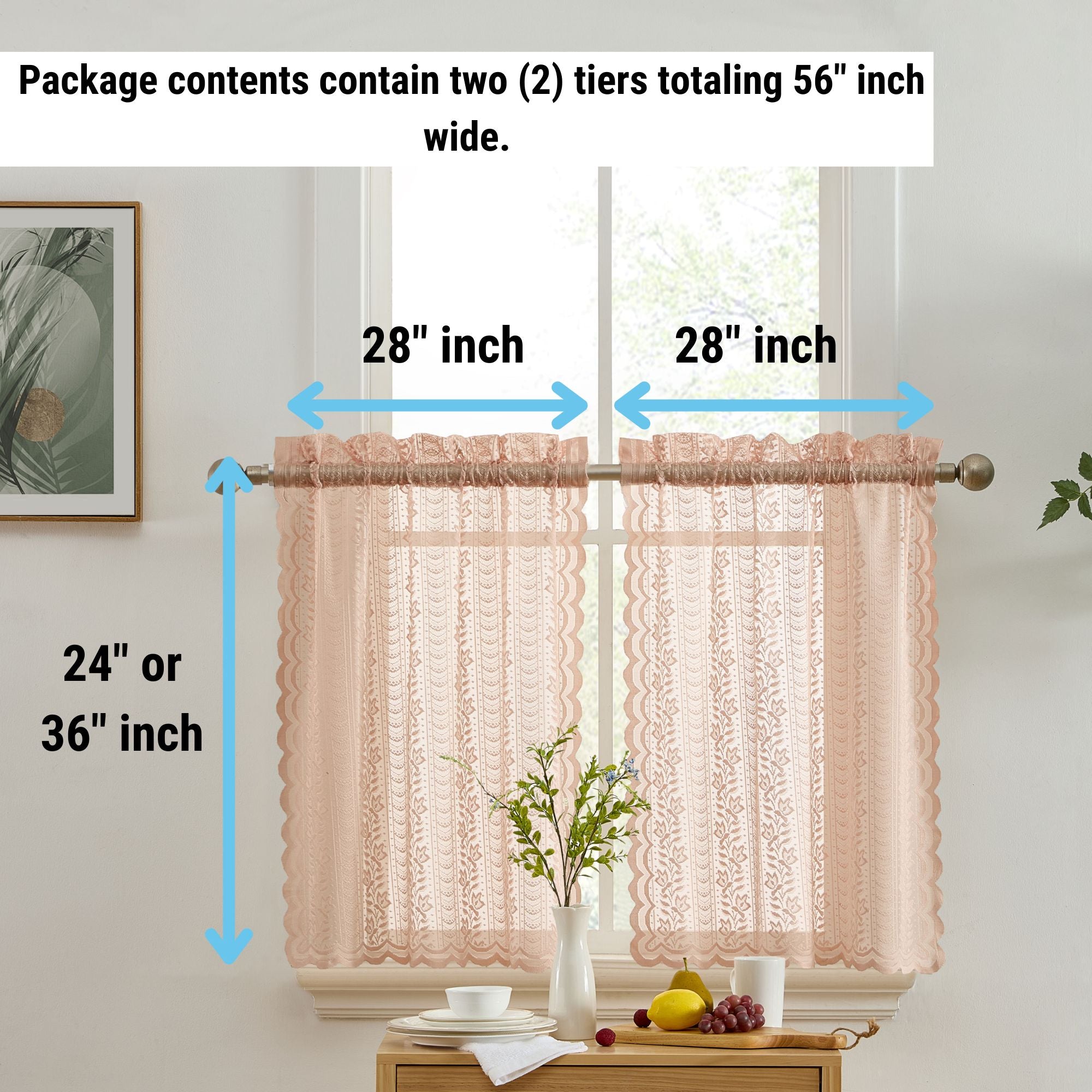 Sophia Floral Rod Pocket Lace Tiers