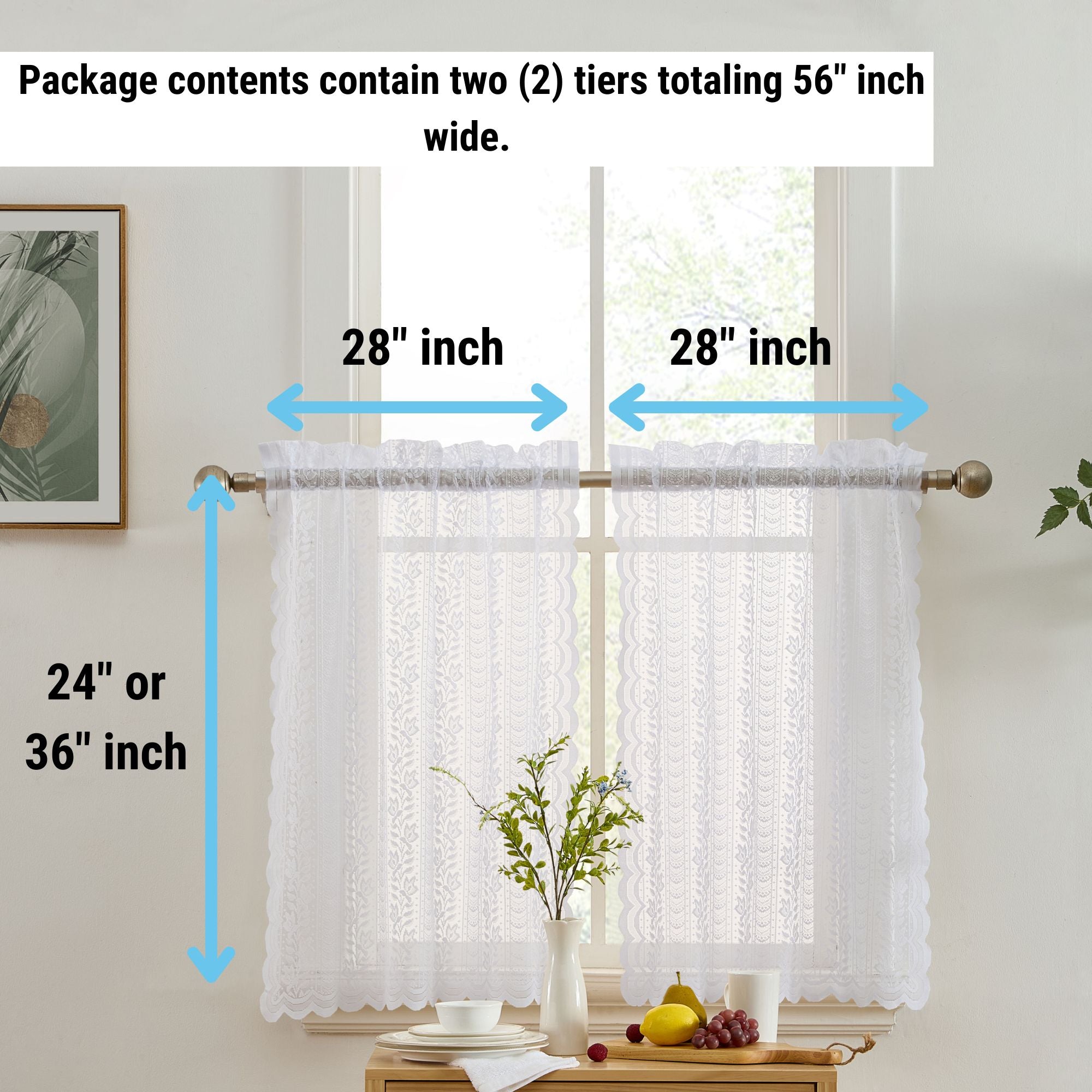 Sophia Floral Rod Pocket Lace Tiers