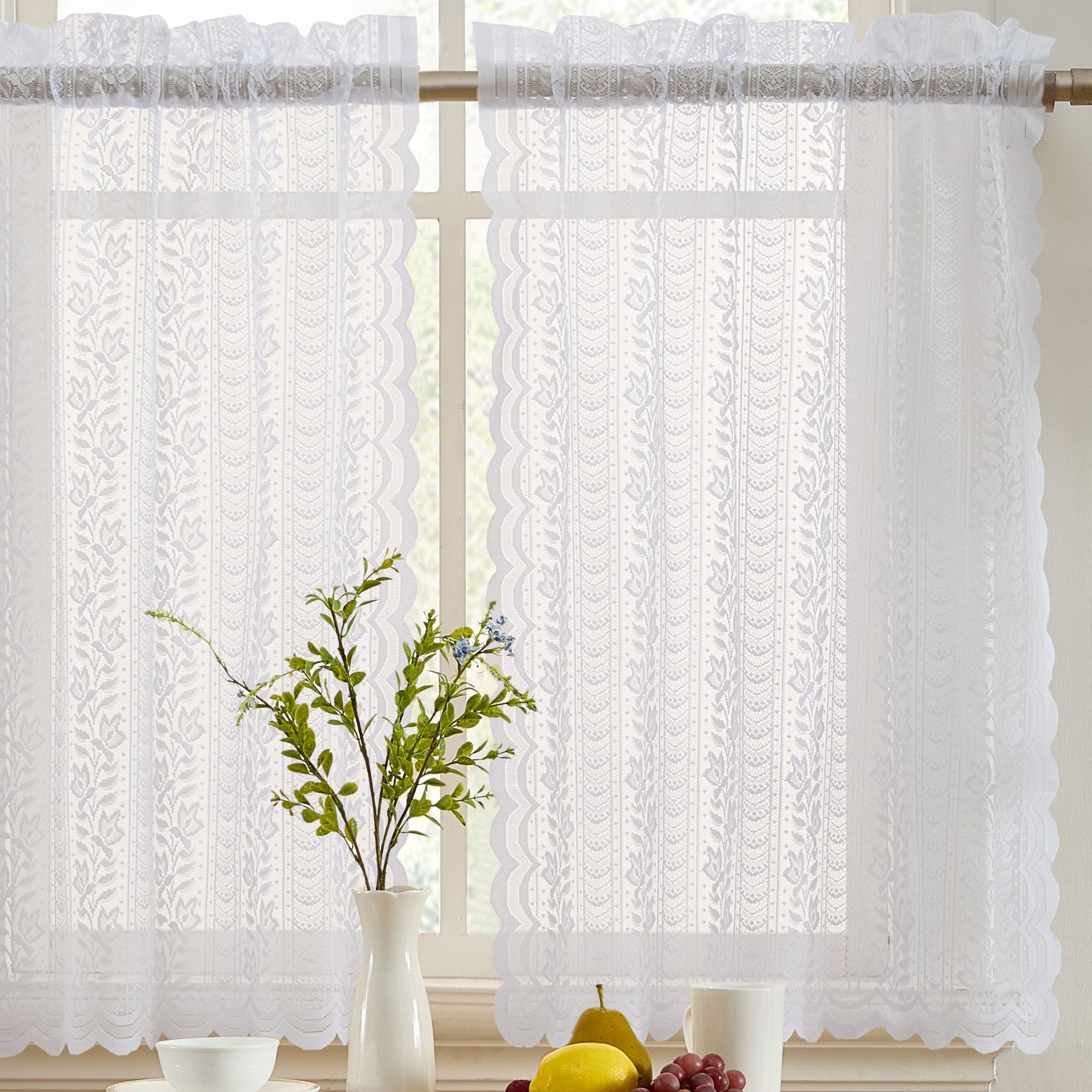 Sophia Floral Rod Pocket Lace Tiers