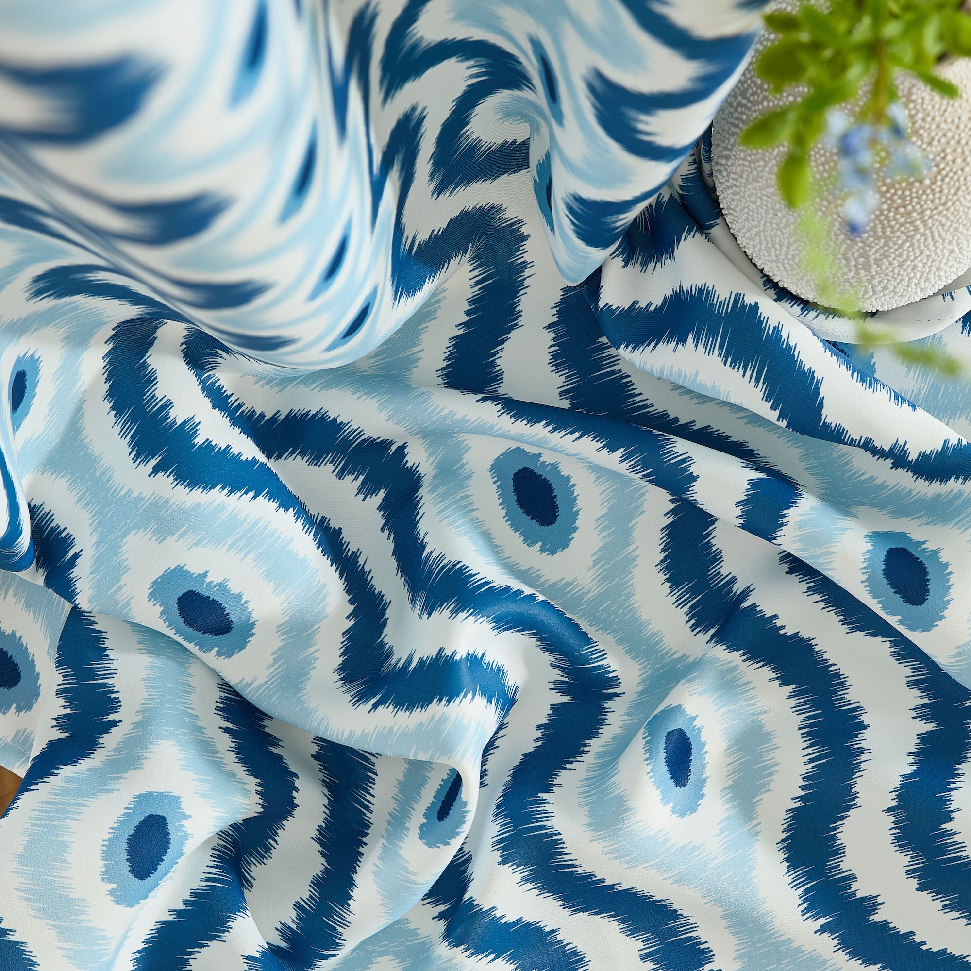 Tanner Ogee Ikatt Damask Grommet Window Curtains - Pair