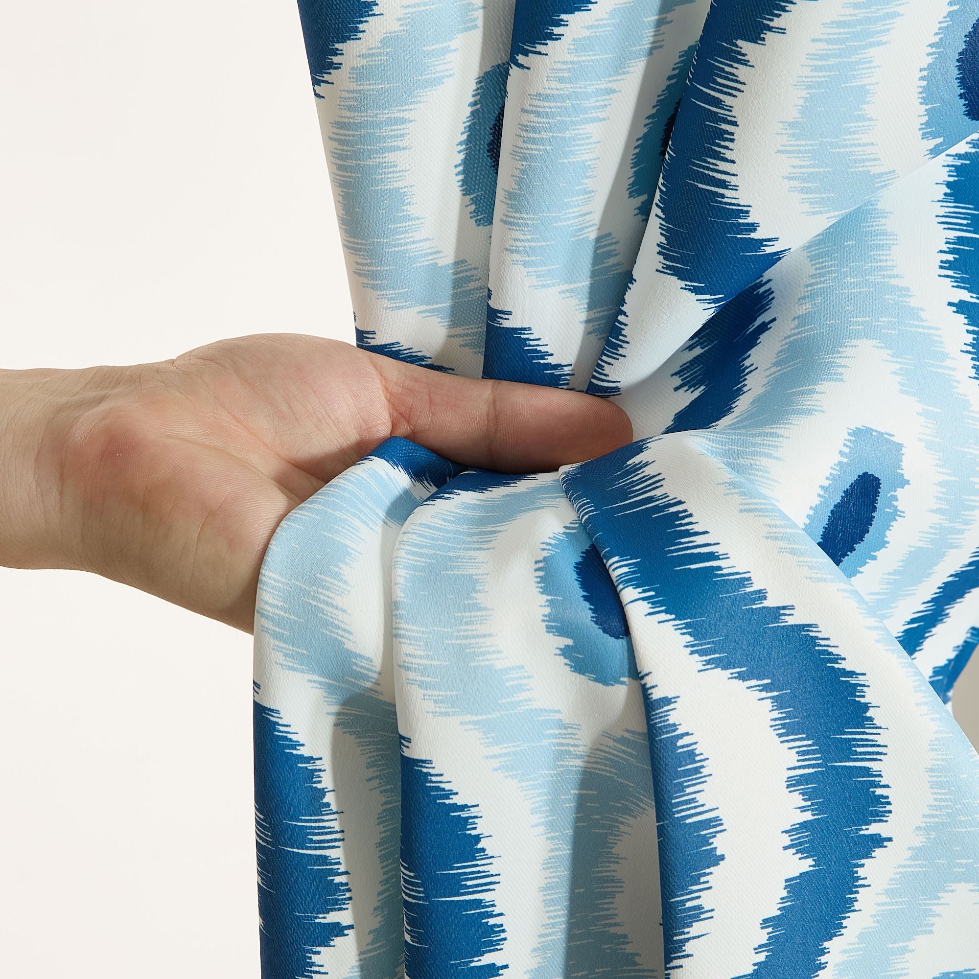 Tanner Ogee Ikatt Damask Grommet Window Curtains - Pair