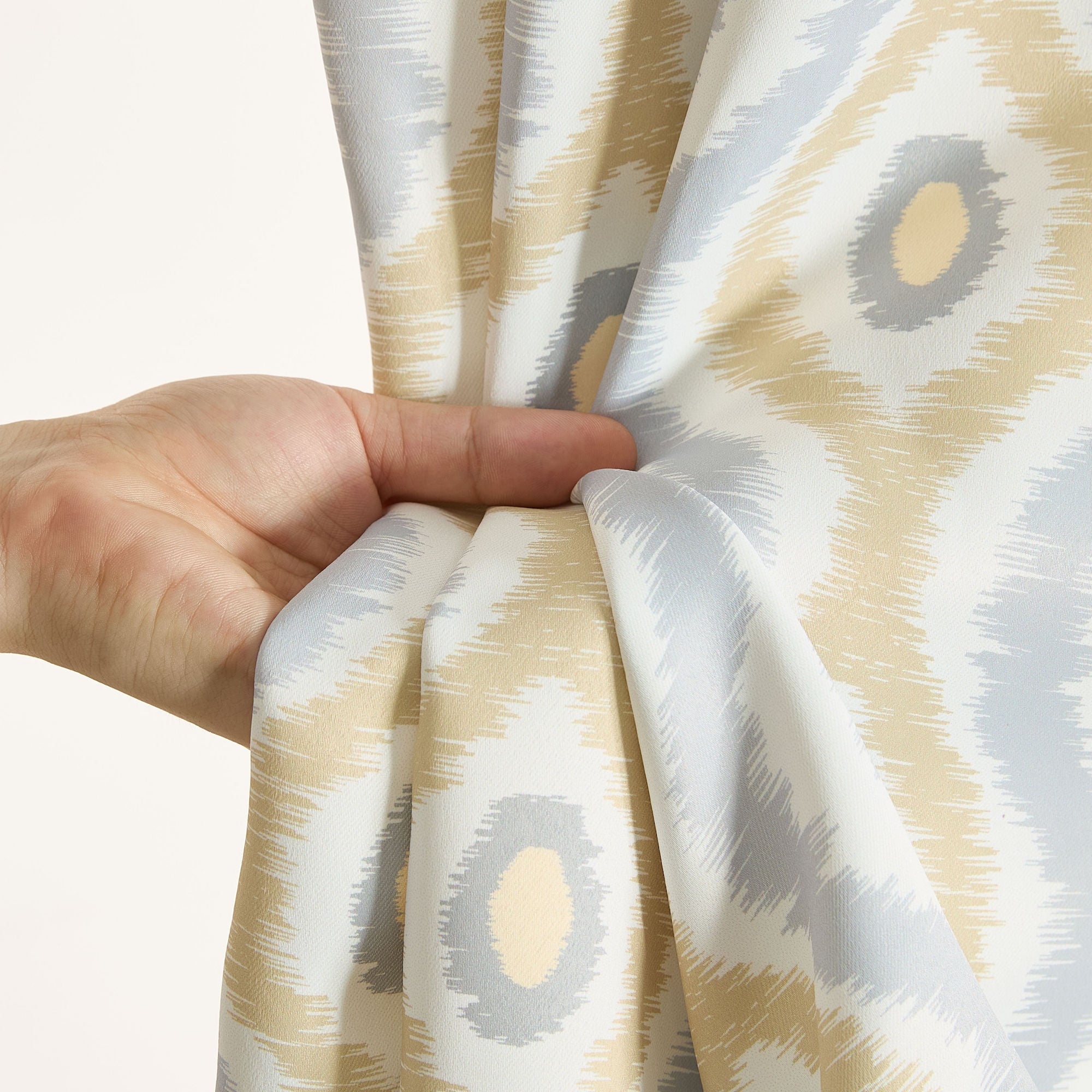 Tanner Ogee Ikatt Damask Grommet Window Curtains - Pair