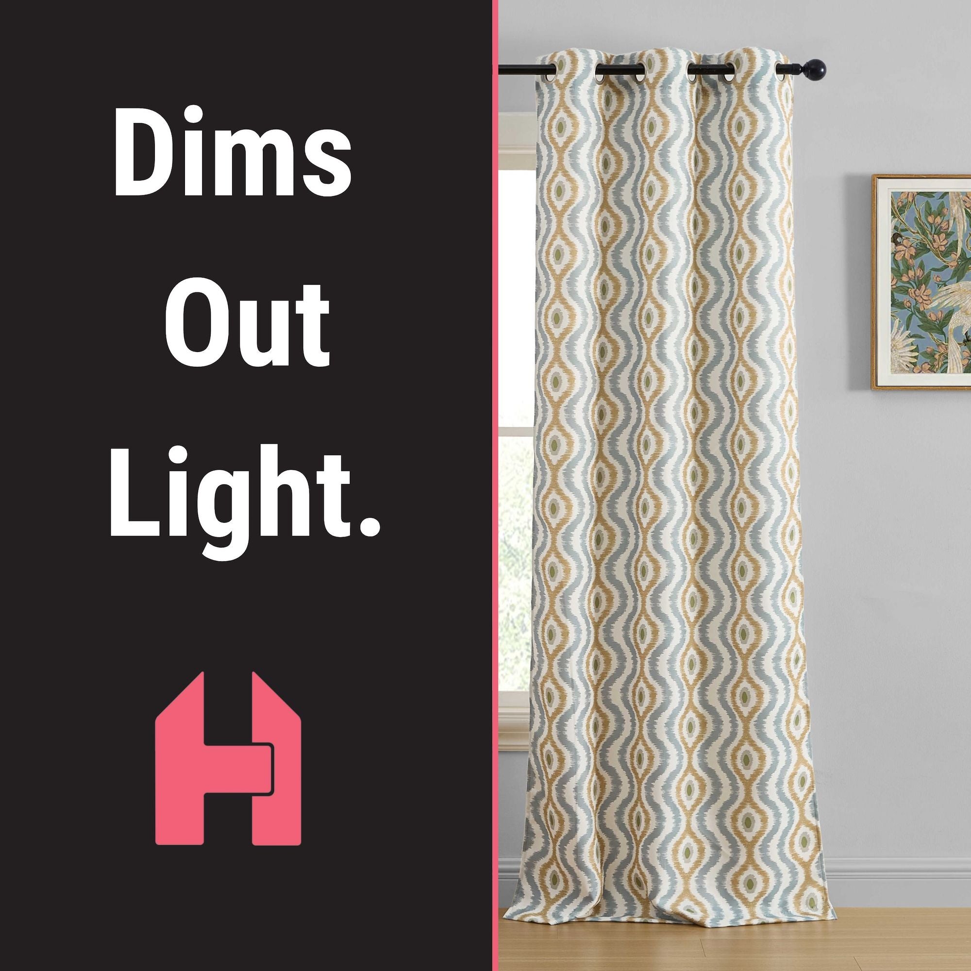 Tanner Ogee Ikatt Damask Grommet Window Curtains - Pair