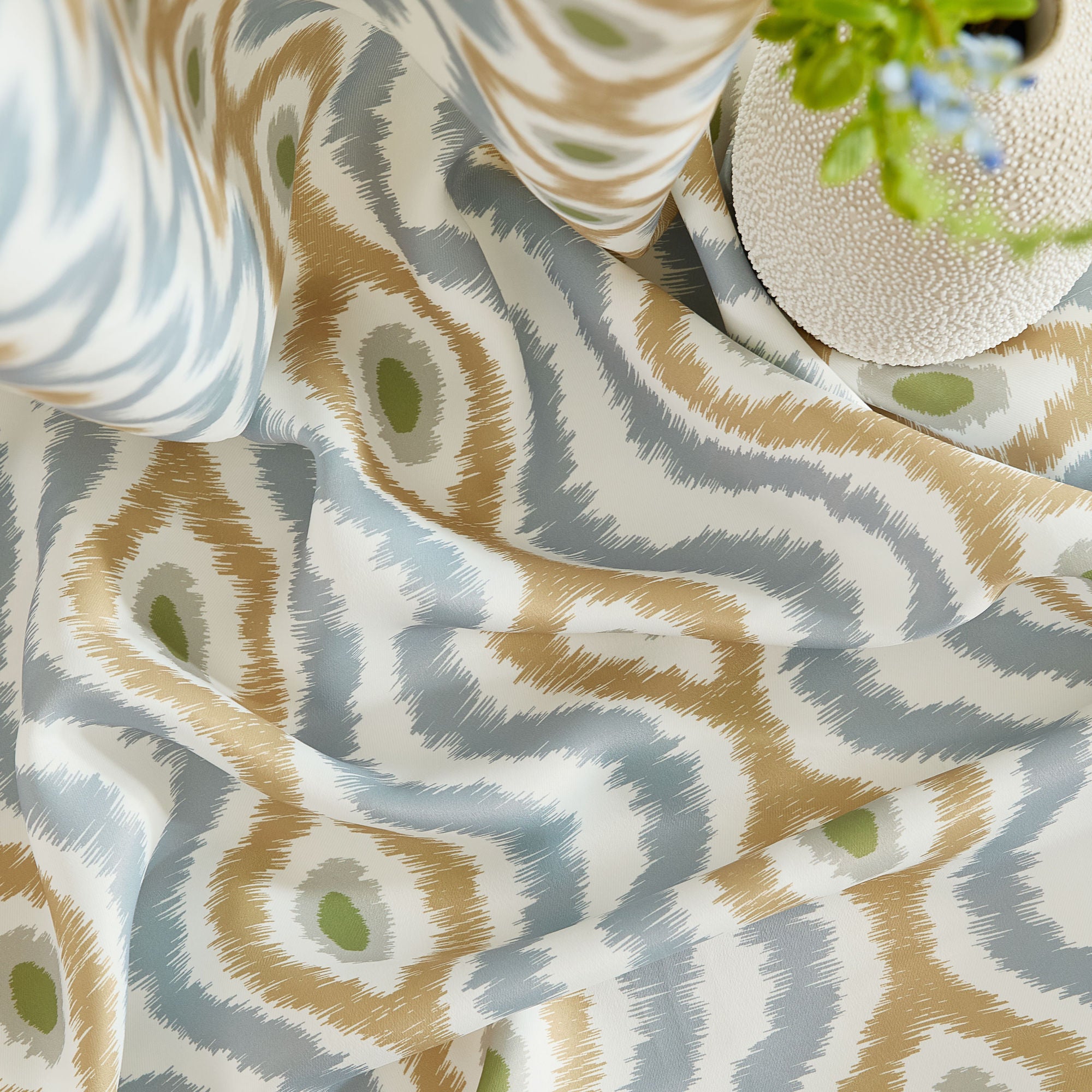 Tanner Ogee Ikatt Damask Grommet Window Curtains - Pair