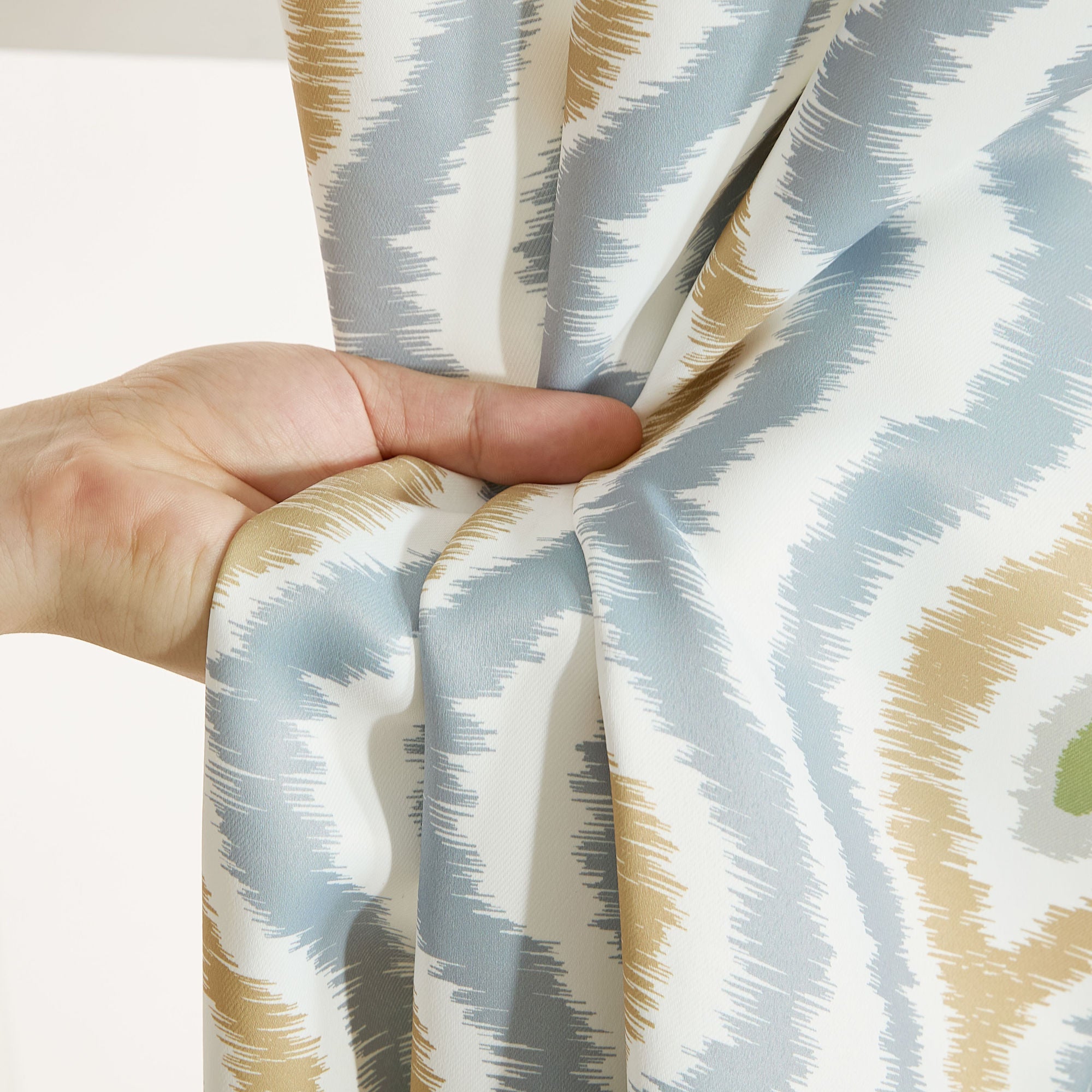 Tanner Ogee Ikatt Damask Grommet Window Curtains - Pair