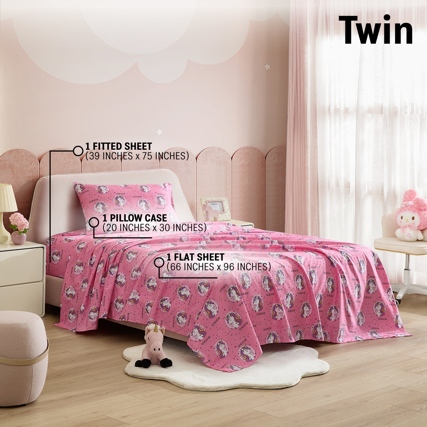Unicorn Girls Kids Bed Sheets