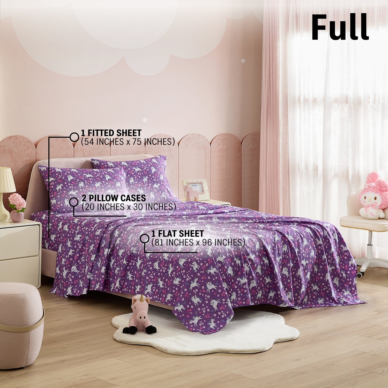 Unicorn Girls Kids Bed Sheets