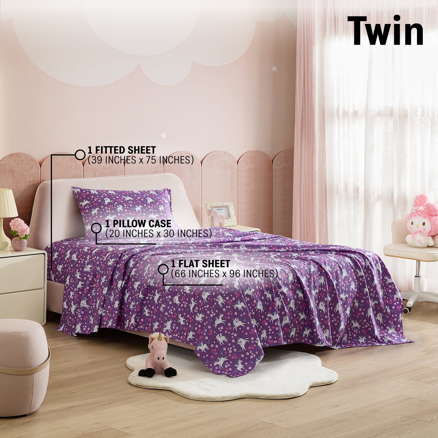 Unicorn Girls Kids Bed Sheets