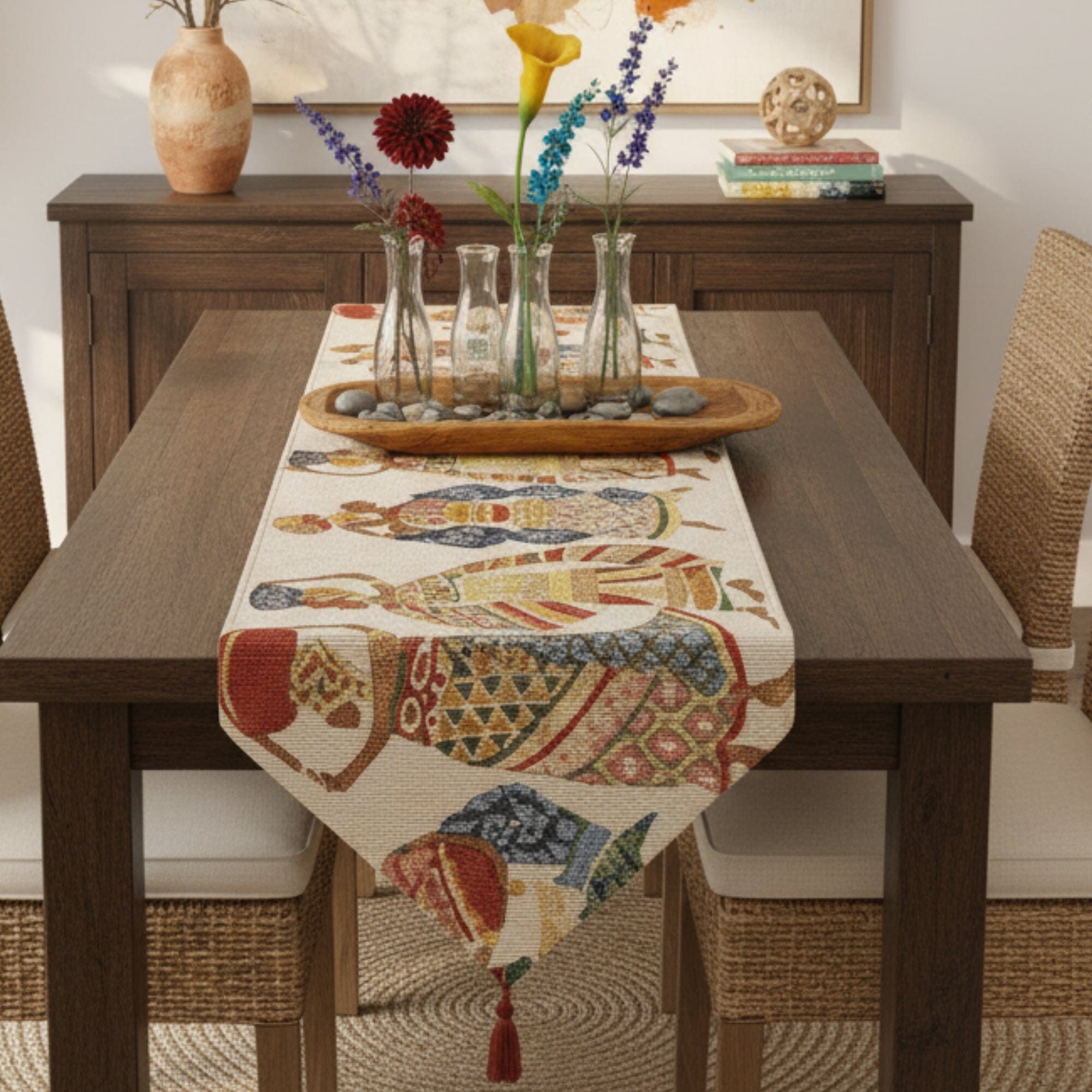 Dancing Women African Dreams Elegant Woven Tapestry Dining Table Runner (18117)