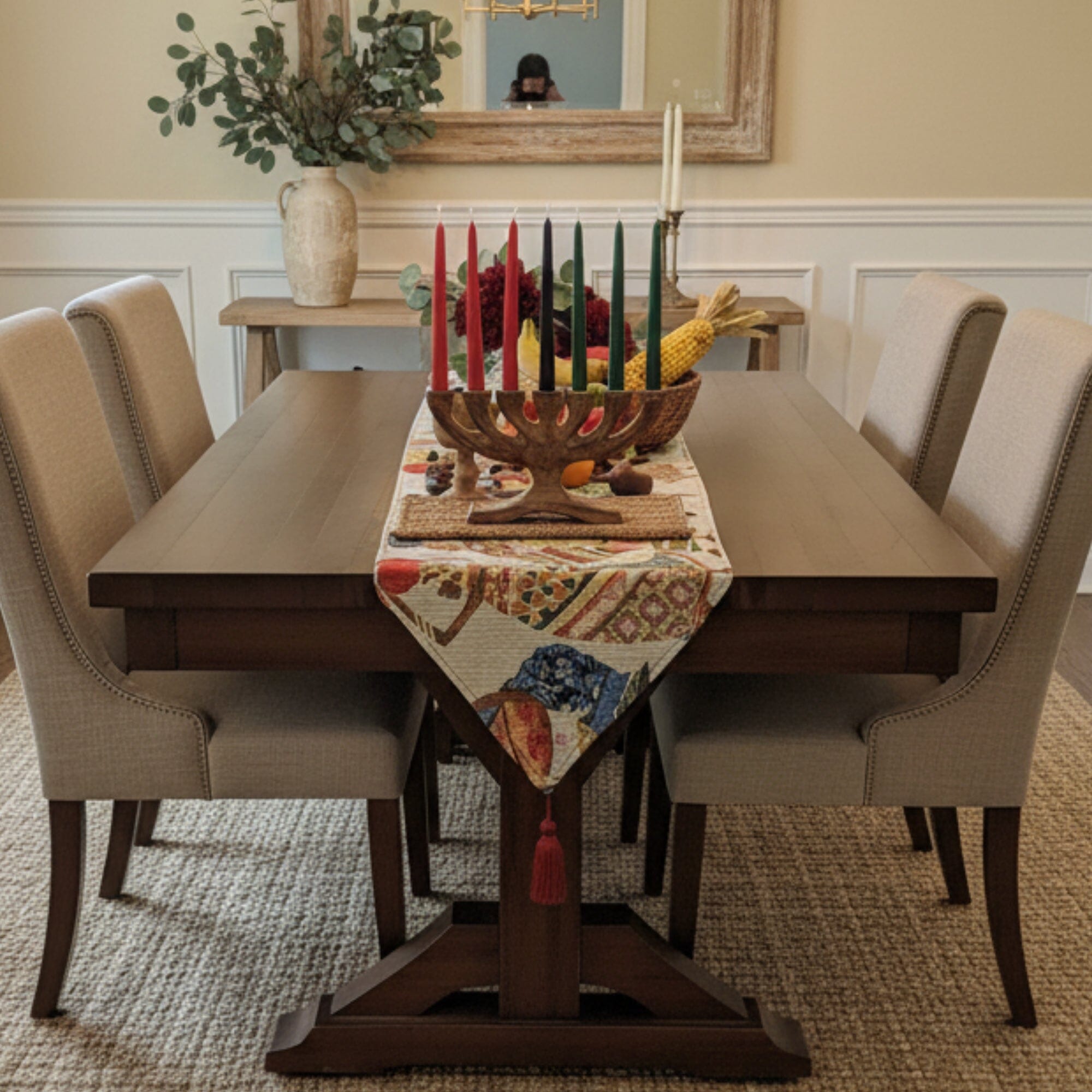 Dancing Women African Dreams Elegant Woven Tapestry Dining Table Runner (18117)