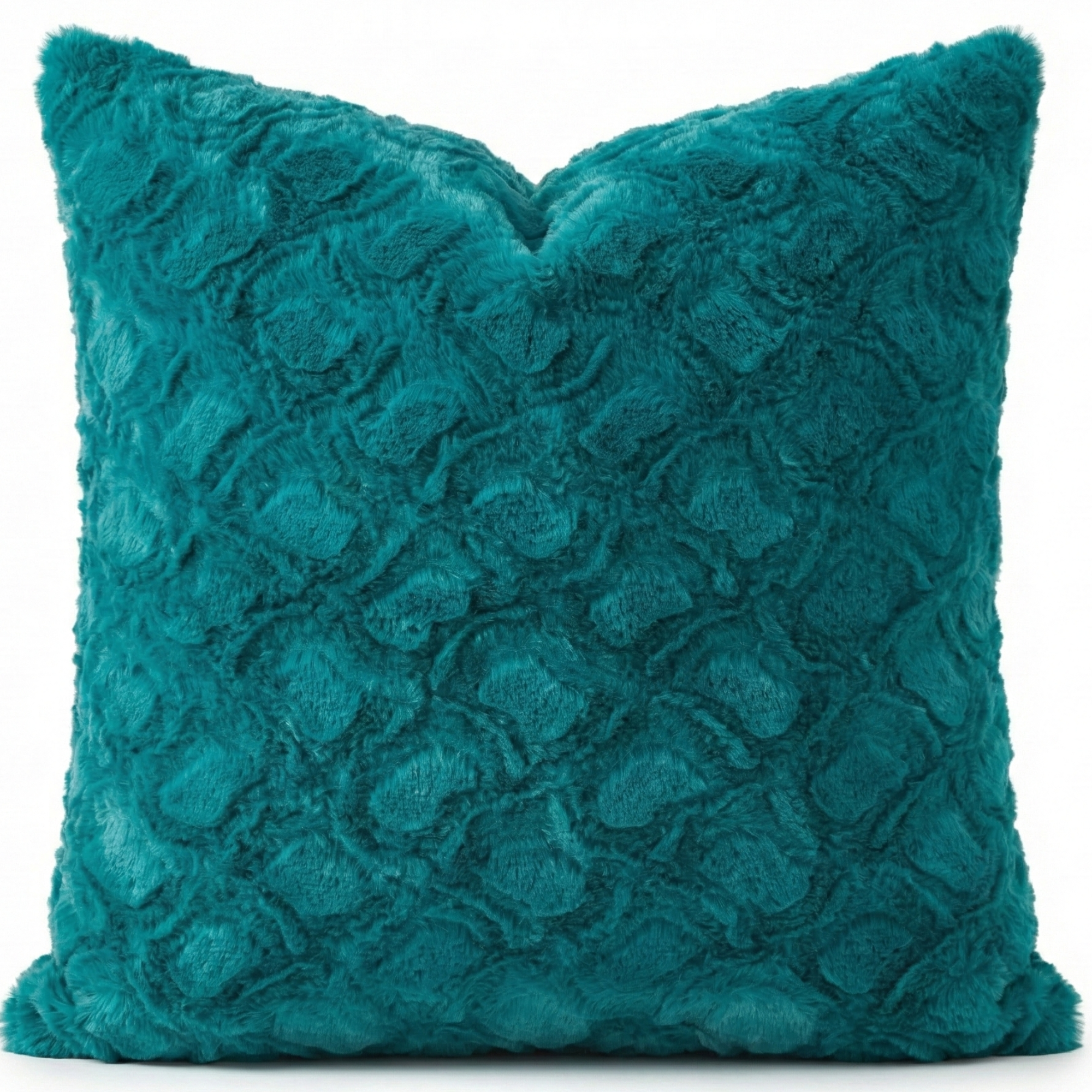 Jewel Tones Emerald Green Blue Luxury Faux Fur Throw Pillow Cover (171805)