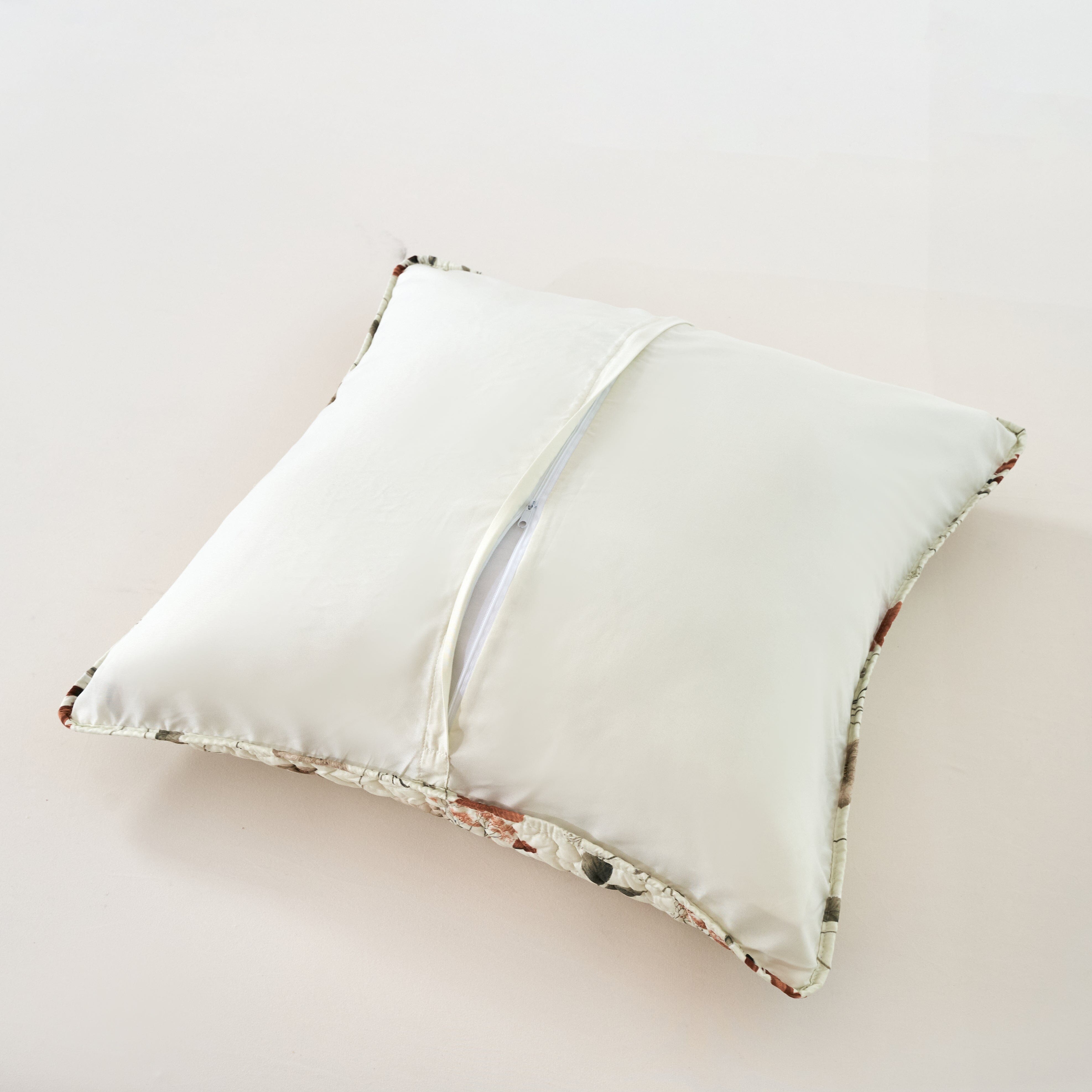 Enchanted Meadow Throw Pillow Covers - Set of 2, Zippered Floral Design in Beige, Rose, and Soft Green, Premium Soft Microfiber, Decorative Throw Pillow Shams 18x18 Inches (18" x 18" Set of 2)