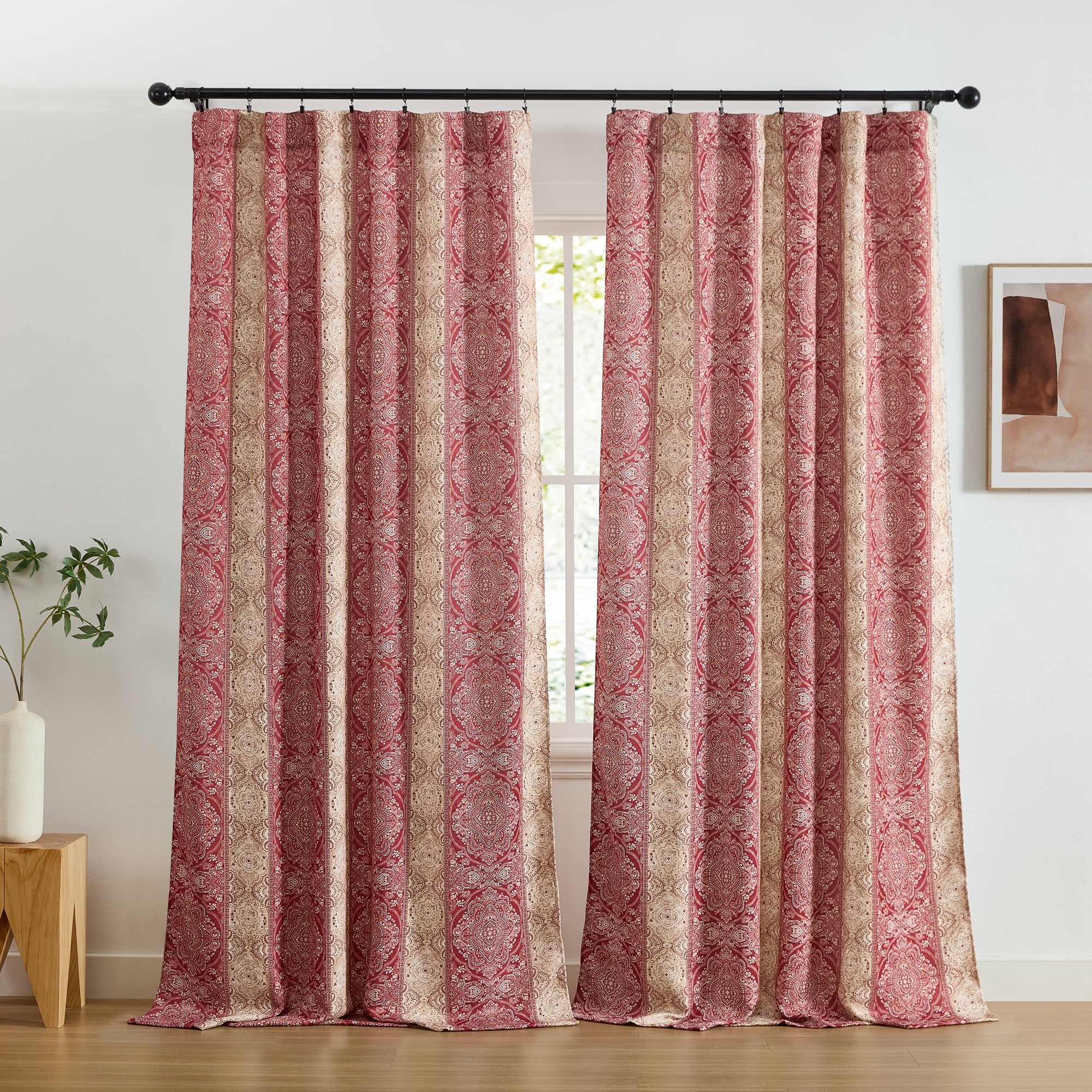 William Boho Damask Striped Curtains - Set of 2