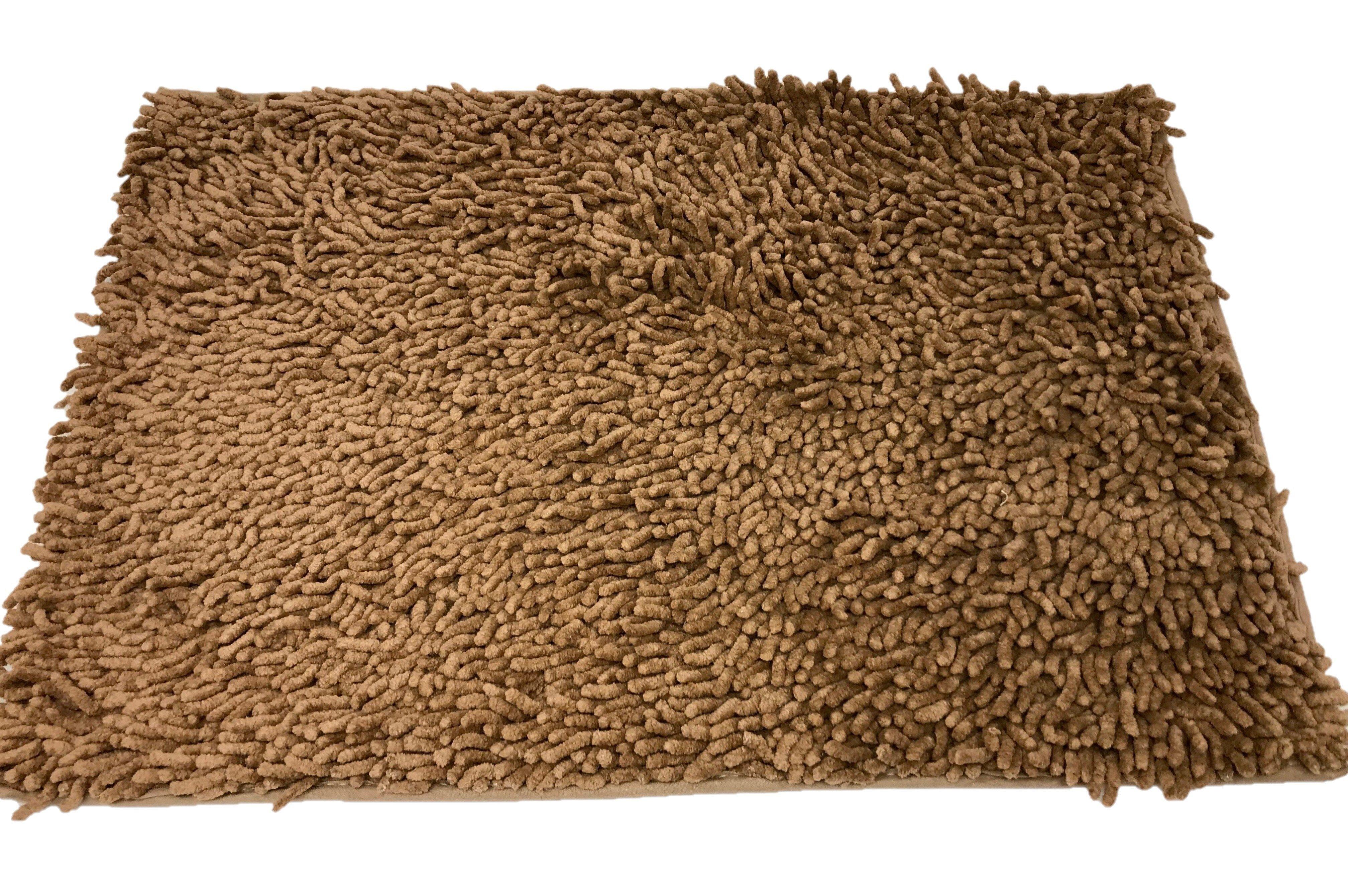 Coffee Brown Shaggy Soft Chenille Noodle Carpet Rug Bath Mat