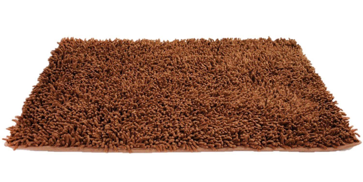 Coffee Brown Shaggy Soft Chenille Noodle Carpet Rug Bath Mat
