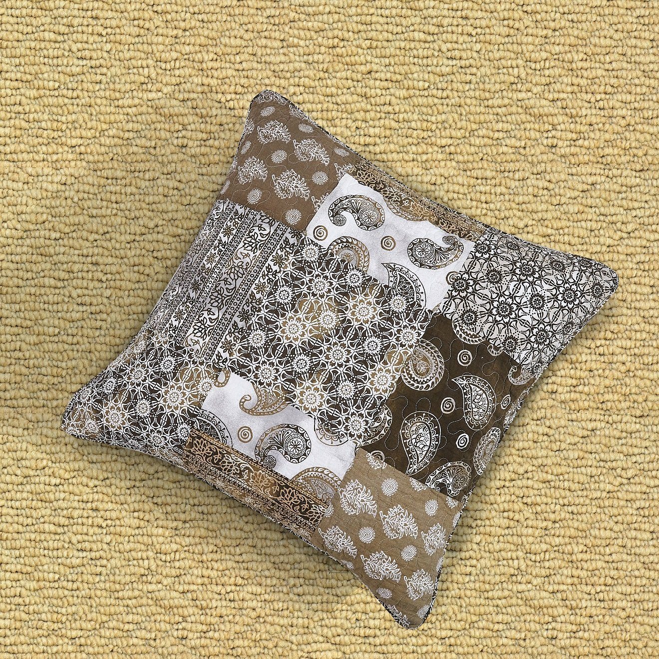 Bohemian Patchwork Moroccan Paisley Dreams Euro Pillow Sham Cover, 26" x 26" (JHW885)