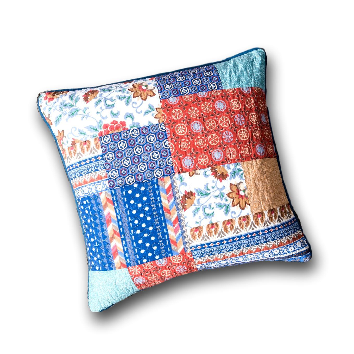Bohemian Vibes Patchwork Floral Euro Pillow Sham Cover, 26" x 26" (JHW878)