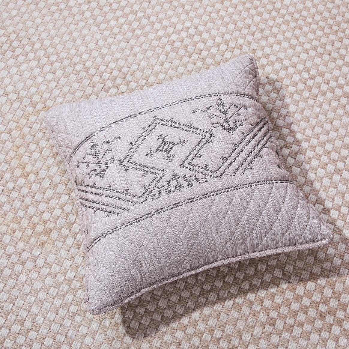 Whimsical Lavender Purple Grey Yarn Dyed Euro Pillow Sham Cover, 26" x 26 (JHW866)