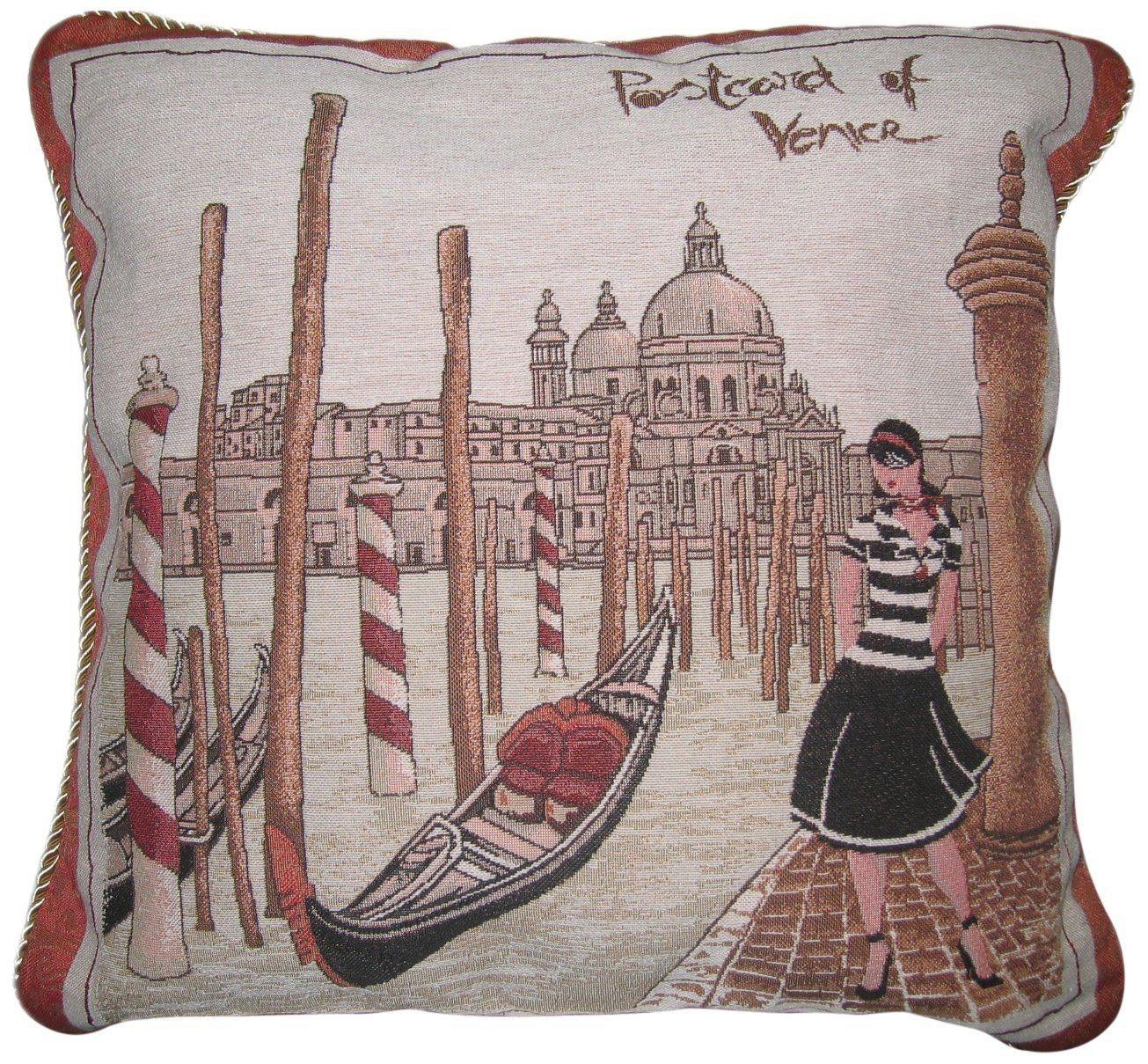 Postcard of Venice Italy Elegant Throw Pillow Cushion Cover, 18" 1-Piece