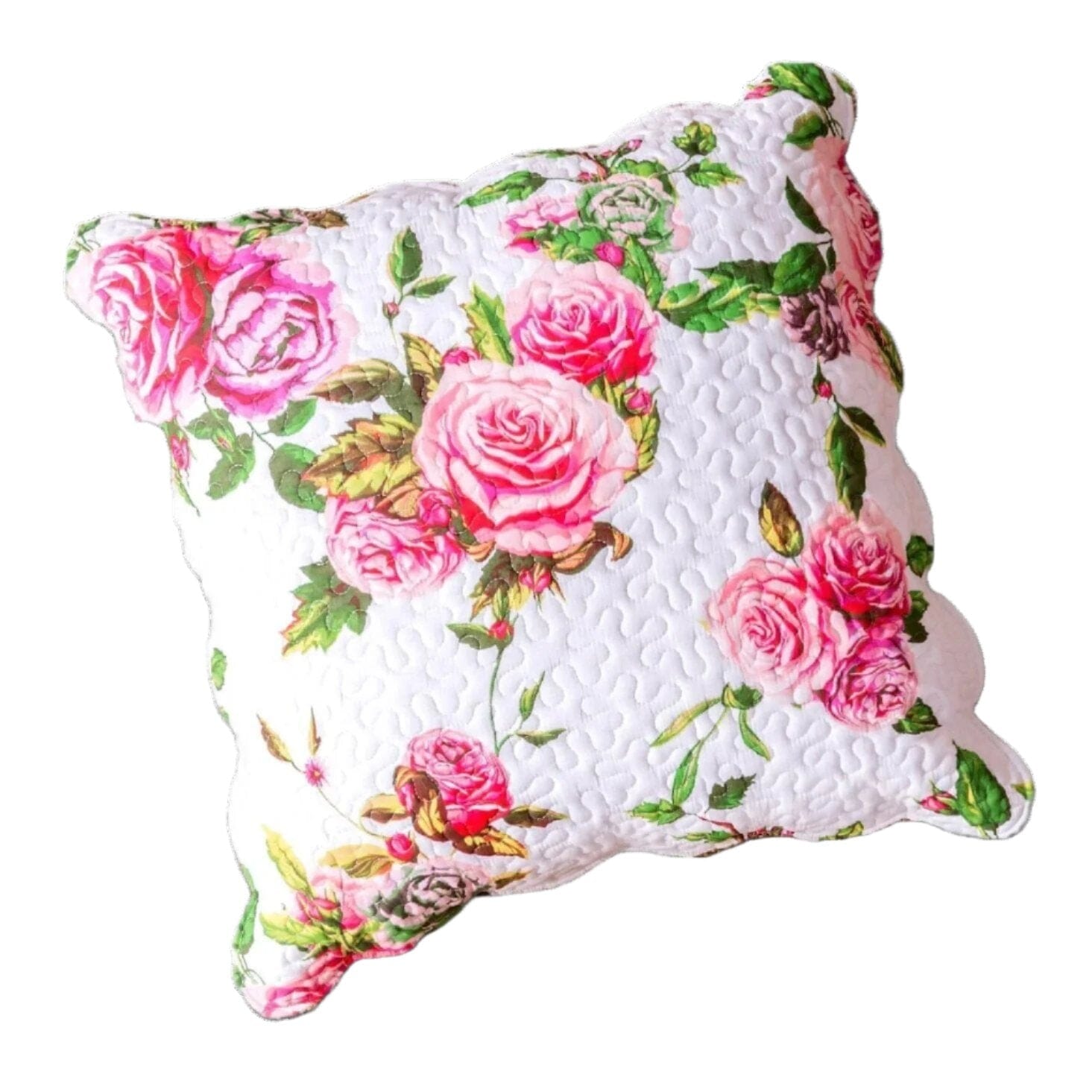 Romantic Roses Spring Floral Pink Euro Pillow Sham Cover, 26" x 26" (JHW879)
