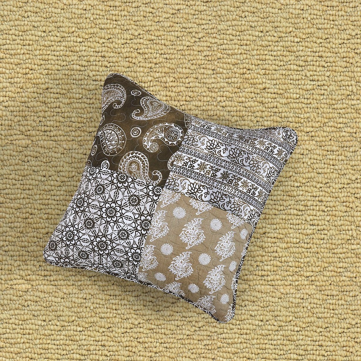 Set of 2 Bohemian Patchwork Moroccan Paisley Dreams Throw Pillow Covers, 18" (JHW885)