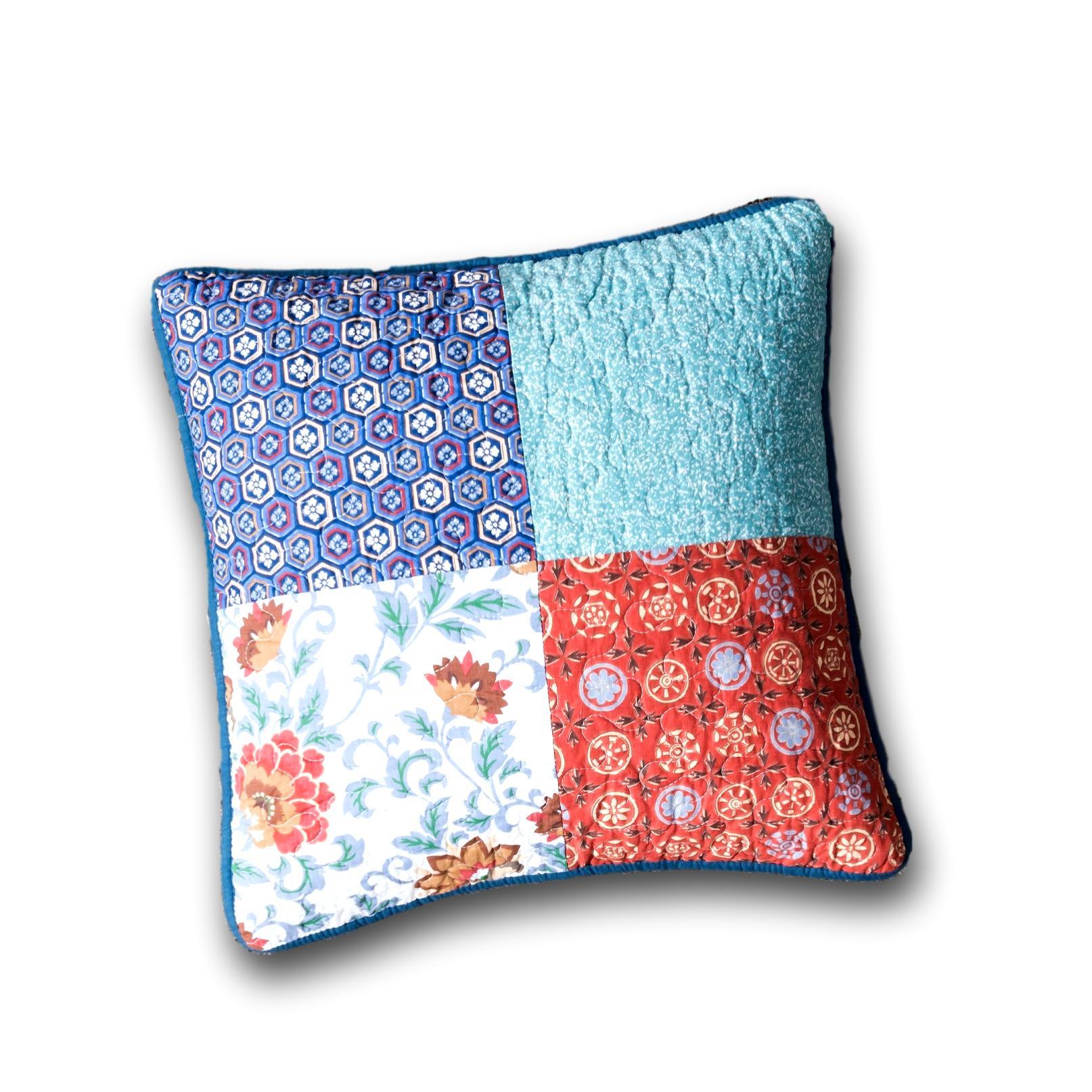 Set of 2-Pieces Bohemian Vibes Patchwork Floral Throw Pillow Covers, 18" x 18" (JHW878)