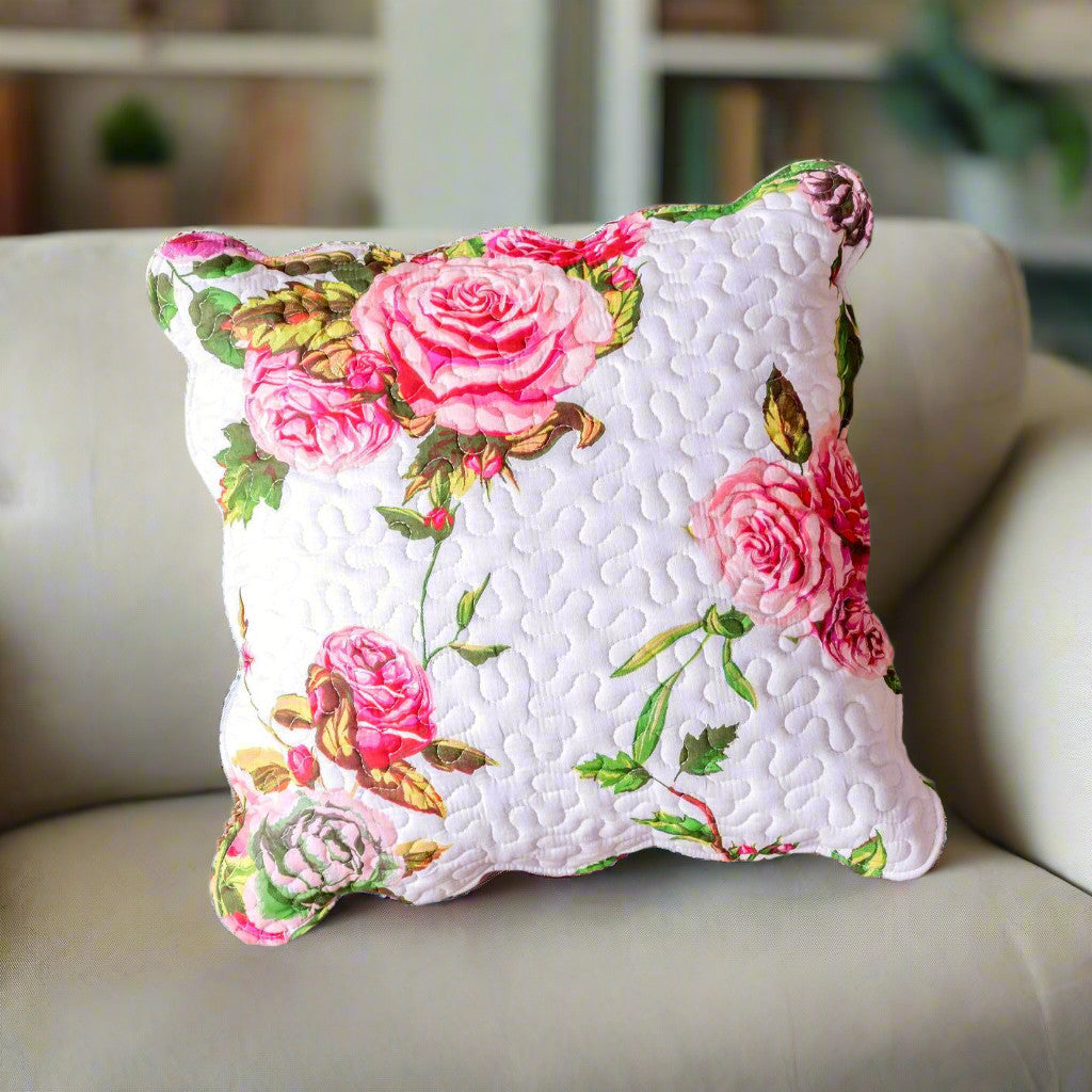 Set of 2 Romantic Roses Spring Floral Pink Throw Pillow Covers, 18" (JHW879)