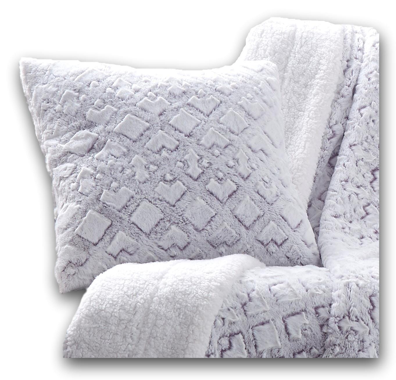 Dreamy Milky Way White & Purple Embossed Faux Fur Euro Throw Pillow Cover (M3395)