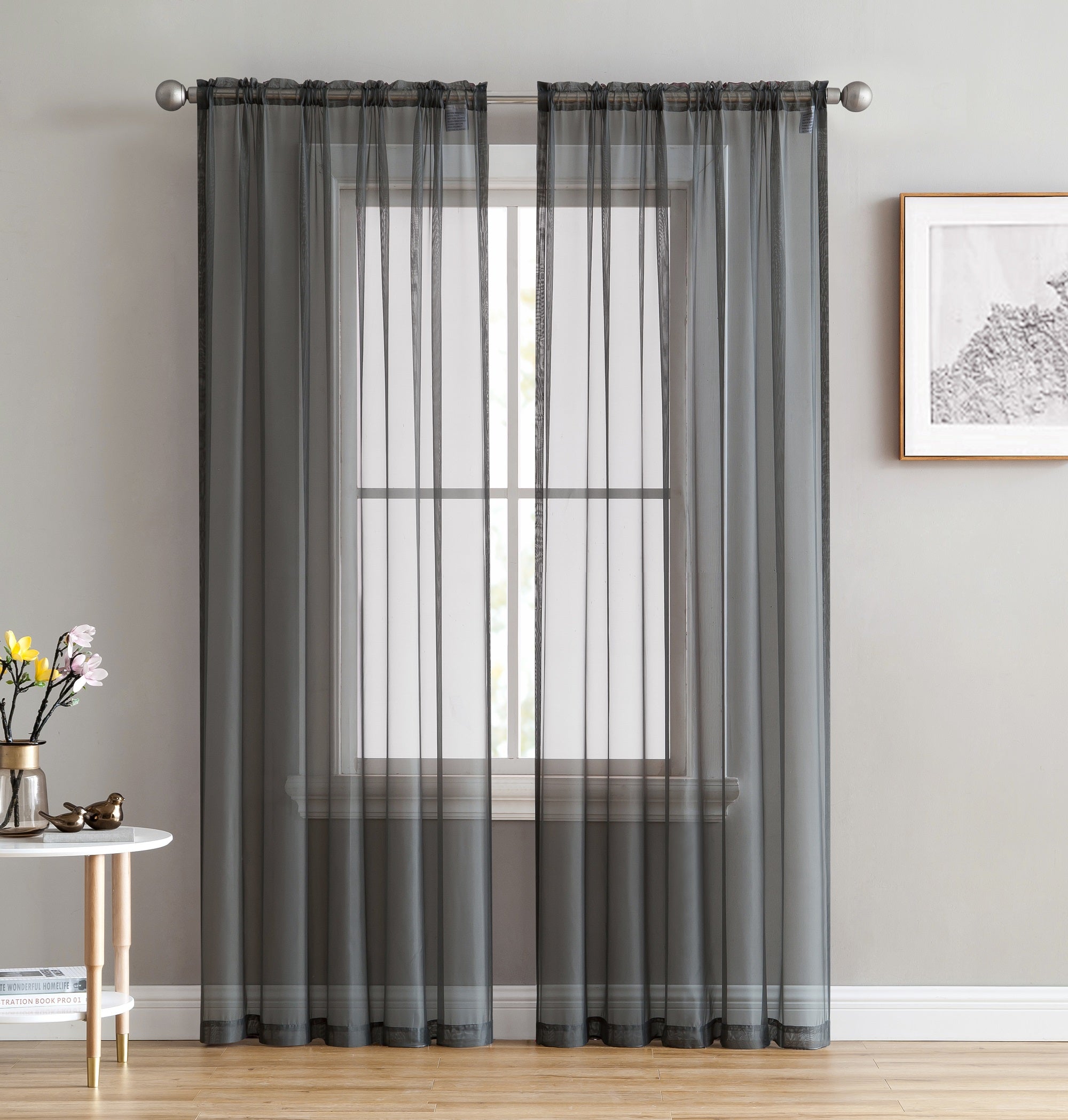 Lucento Sheer Voile Rod Pocket Curtain Panels