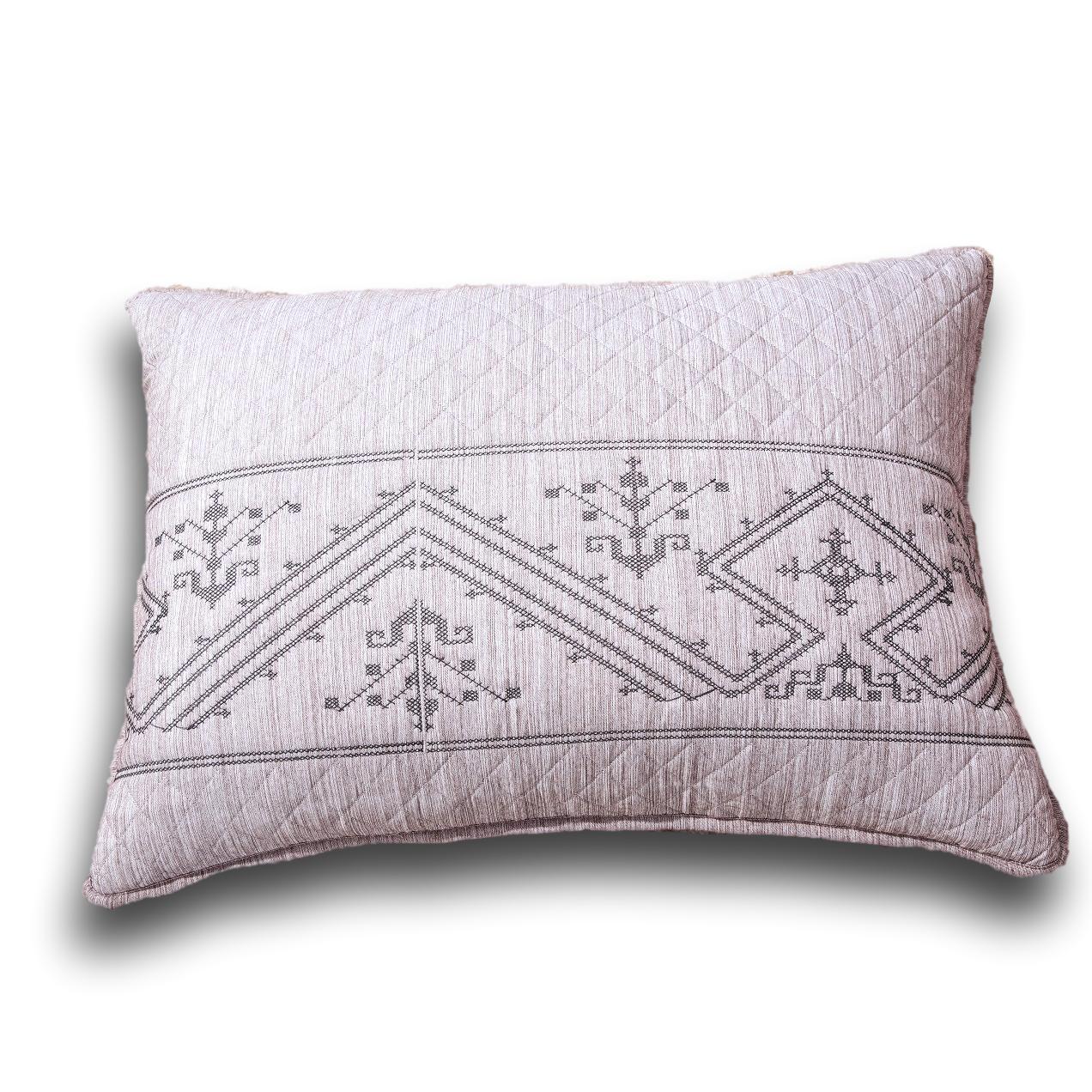 Whimsical Lavender Purple Grey Yarn Dyed Quilted King Pillow Sham, 20" x 36" (JHW866)