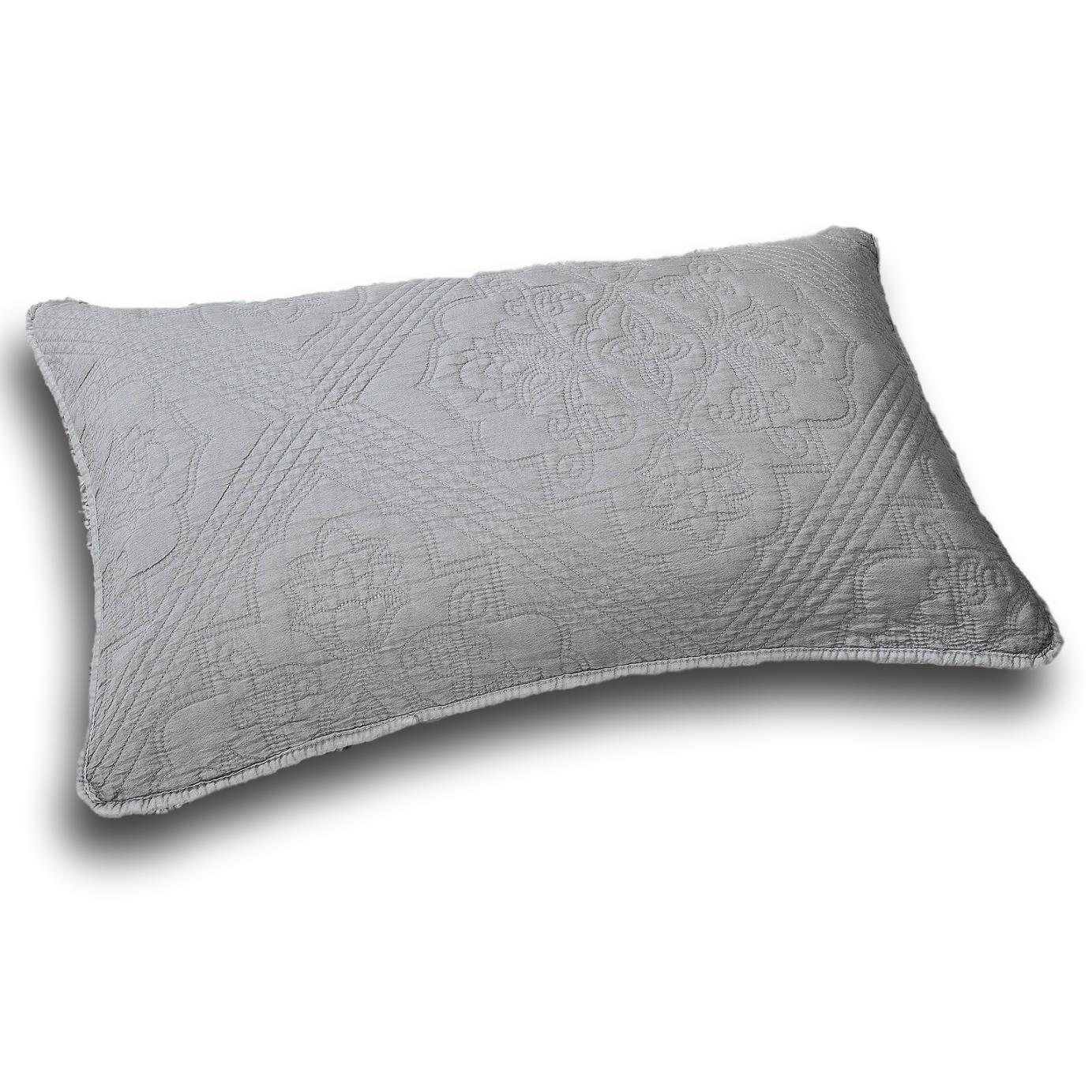 Floral Stone Wash Grey Diamond Pattern Quilted King Size Pillow Sham - 20" x 36" (JHW855)