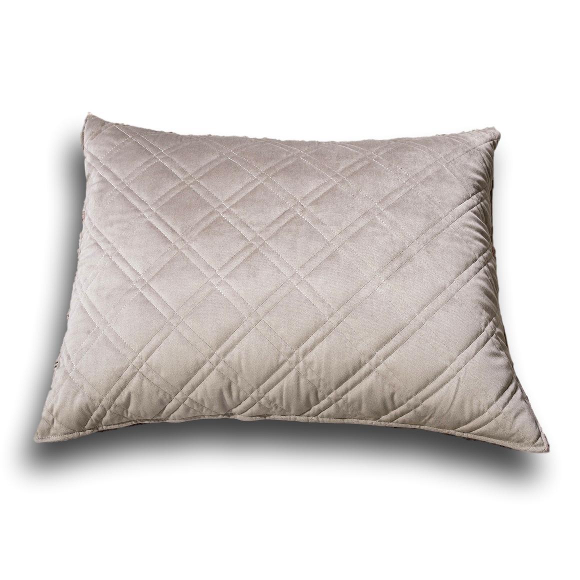 Taupe Grey Velvet Quilted King Pillow Sham - (JHW831)