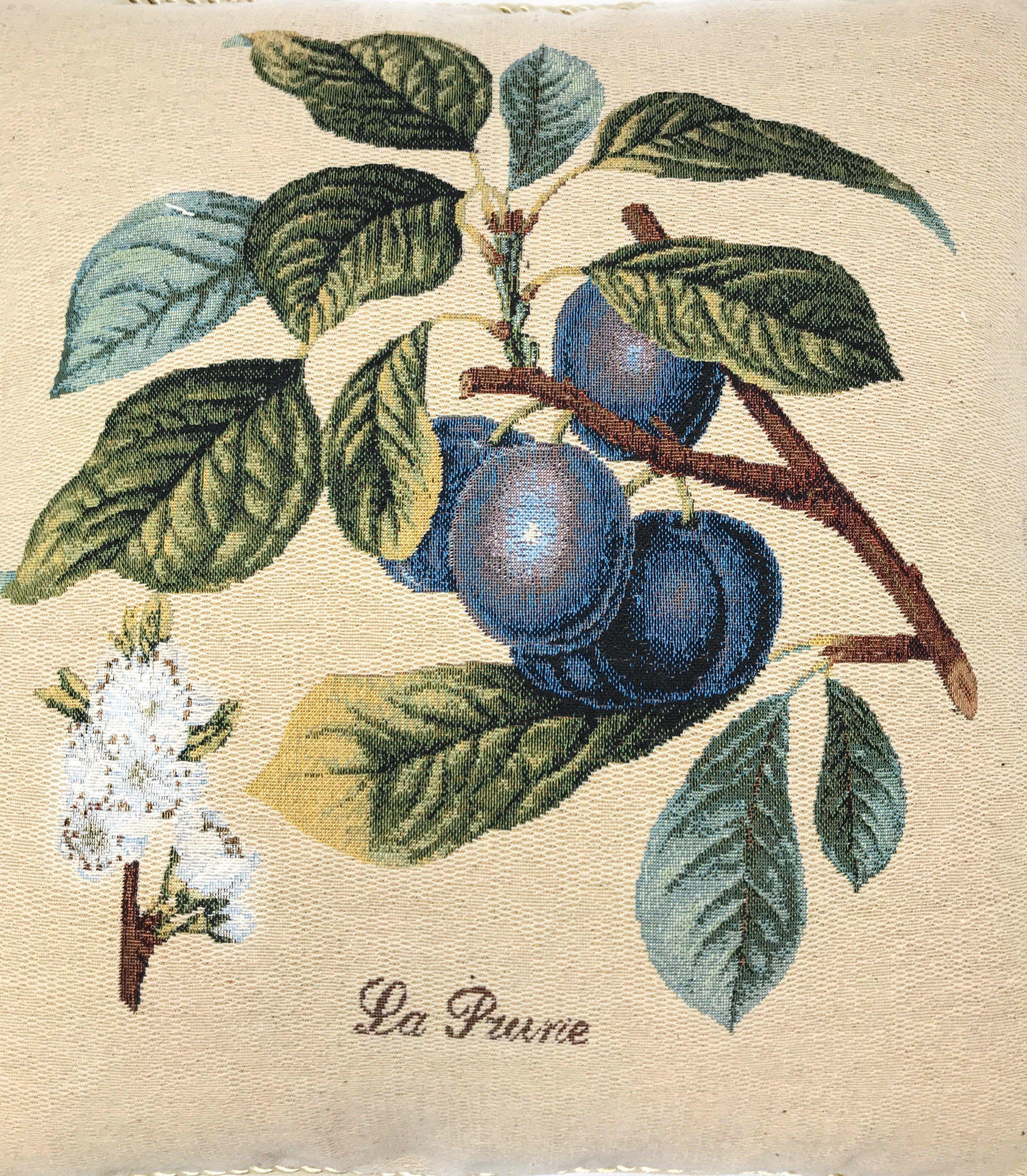 Set of 2-Pieces Sugar Plum Fruits Garden Tapestry Throw Pillow Covers w/ Inserts, 18" x 18"