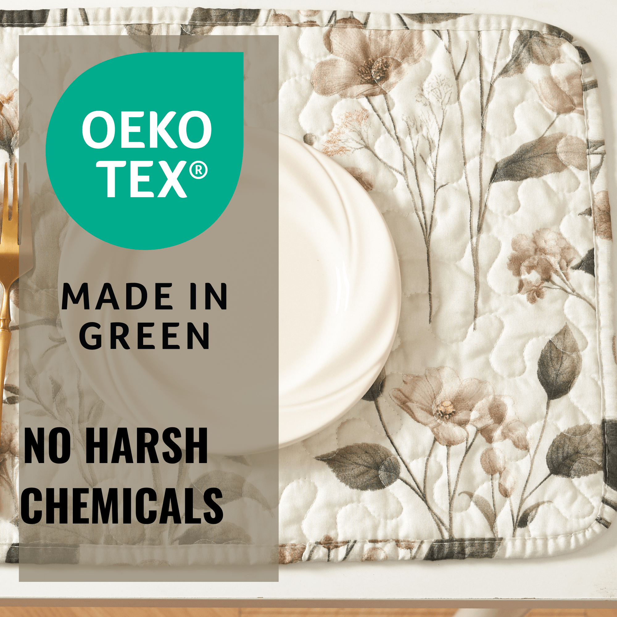 Enchanted Meadow Placemats - Set of 4, Floral Elegance in Beige, Rose, and Soft Green, Premium Soft Microfiber, Perfect for Any Meal, 13x19 Inches