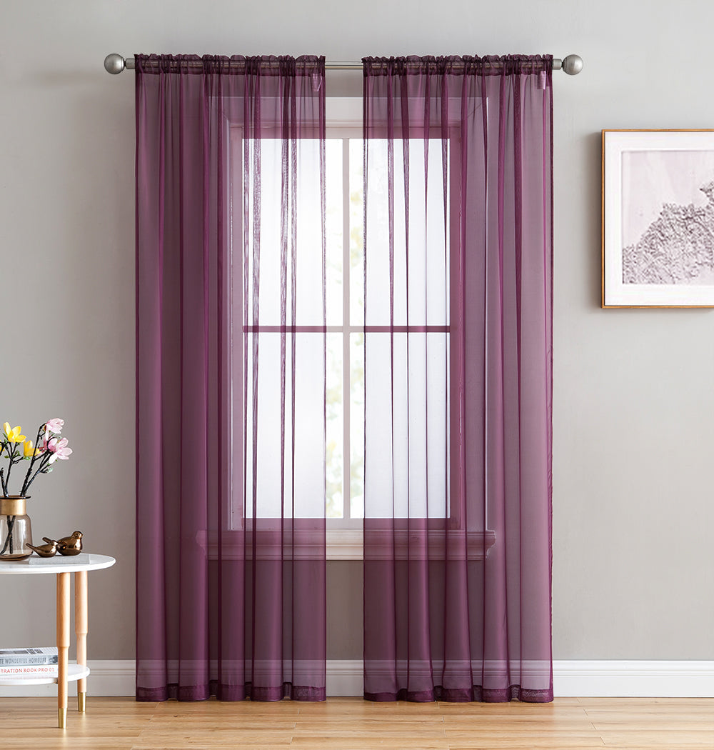 Lucento Sheer Voile Rod Pocket Curtain Panels - Set of 4