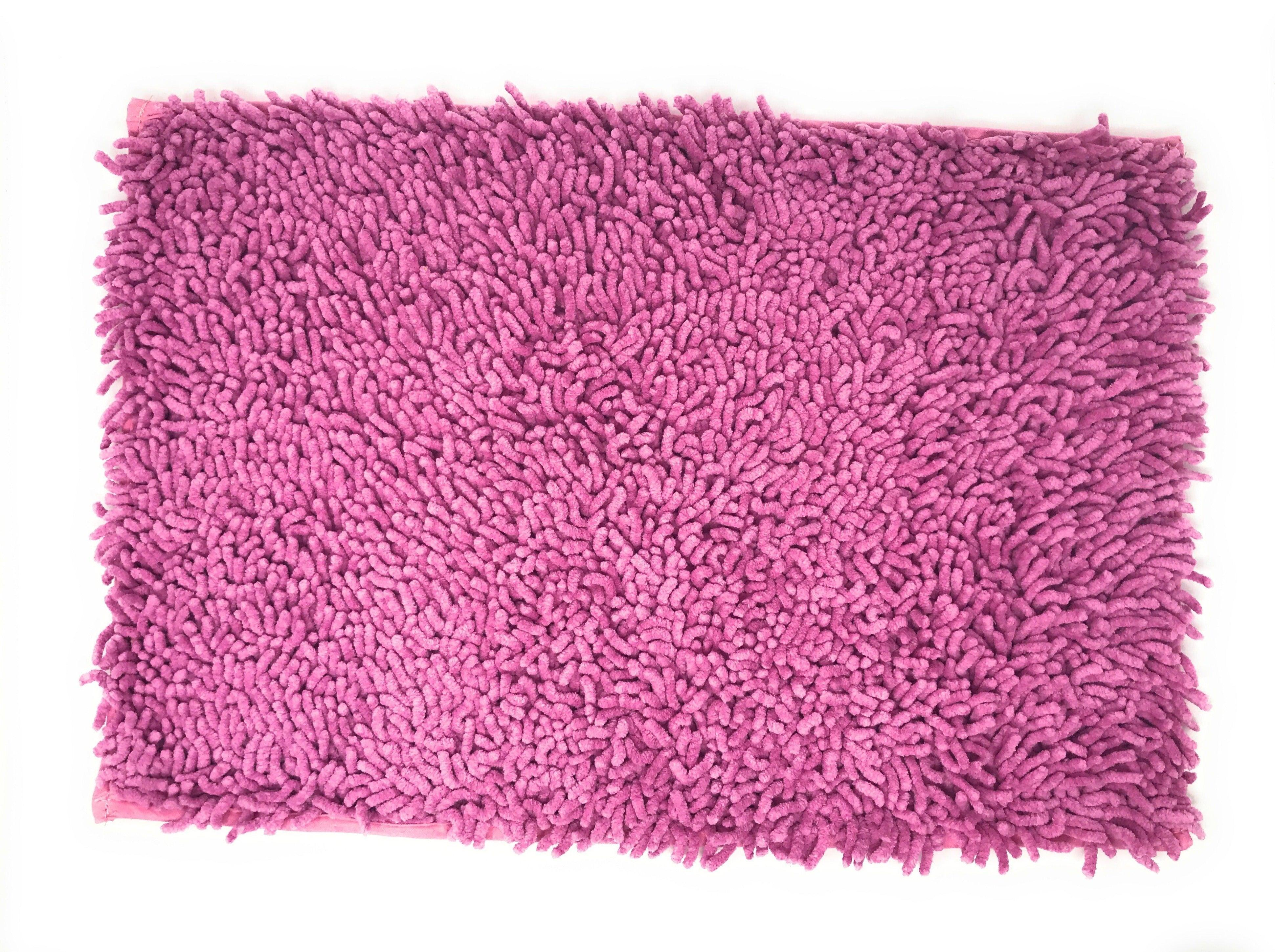 Fuchsia Magenta Pink Shaggy Soft Chenille Noodle Carpet Rug Bath Mat