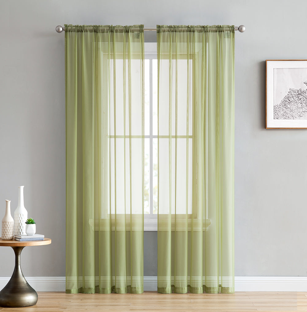 Lucento Sheer Voile Rod Pocket Curtain Panels - Set of 4