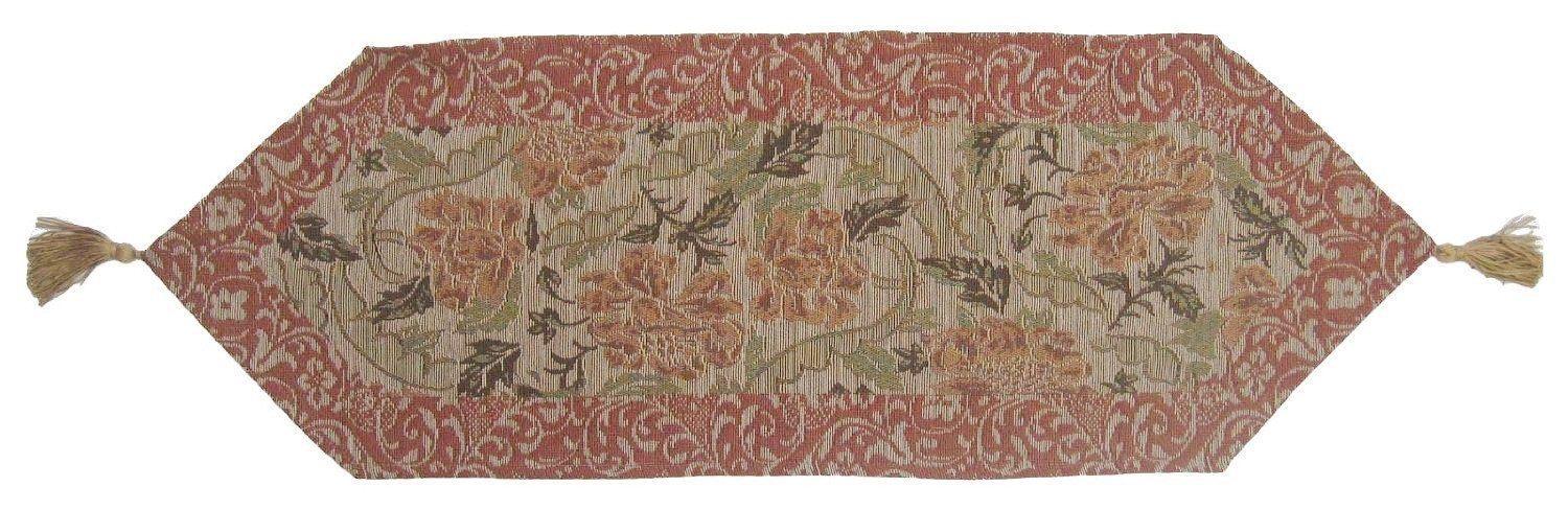Floral Nature Garden Beige Orange Spices Tapestry Table Runner (10072)