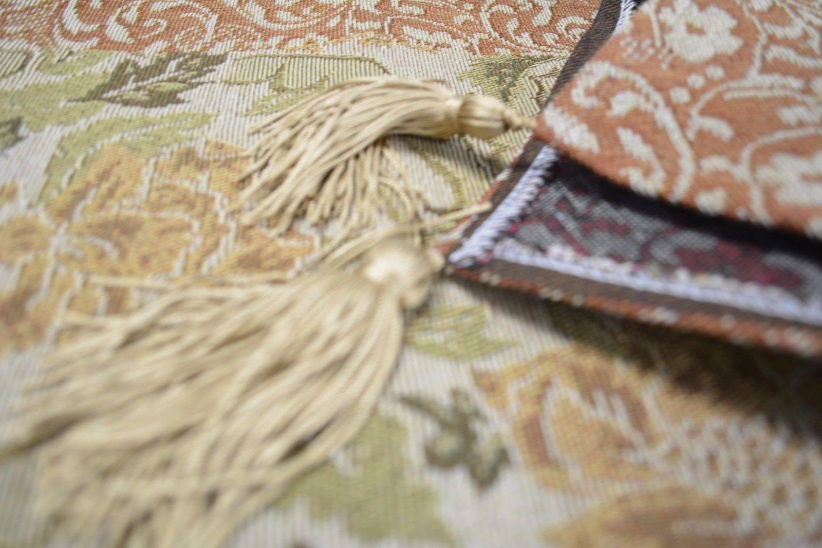 Floral Nature Garden Beige Orange Spices Tapestry Table Runner (10072)